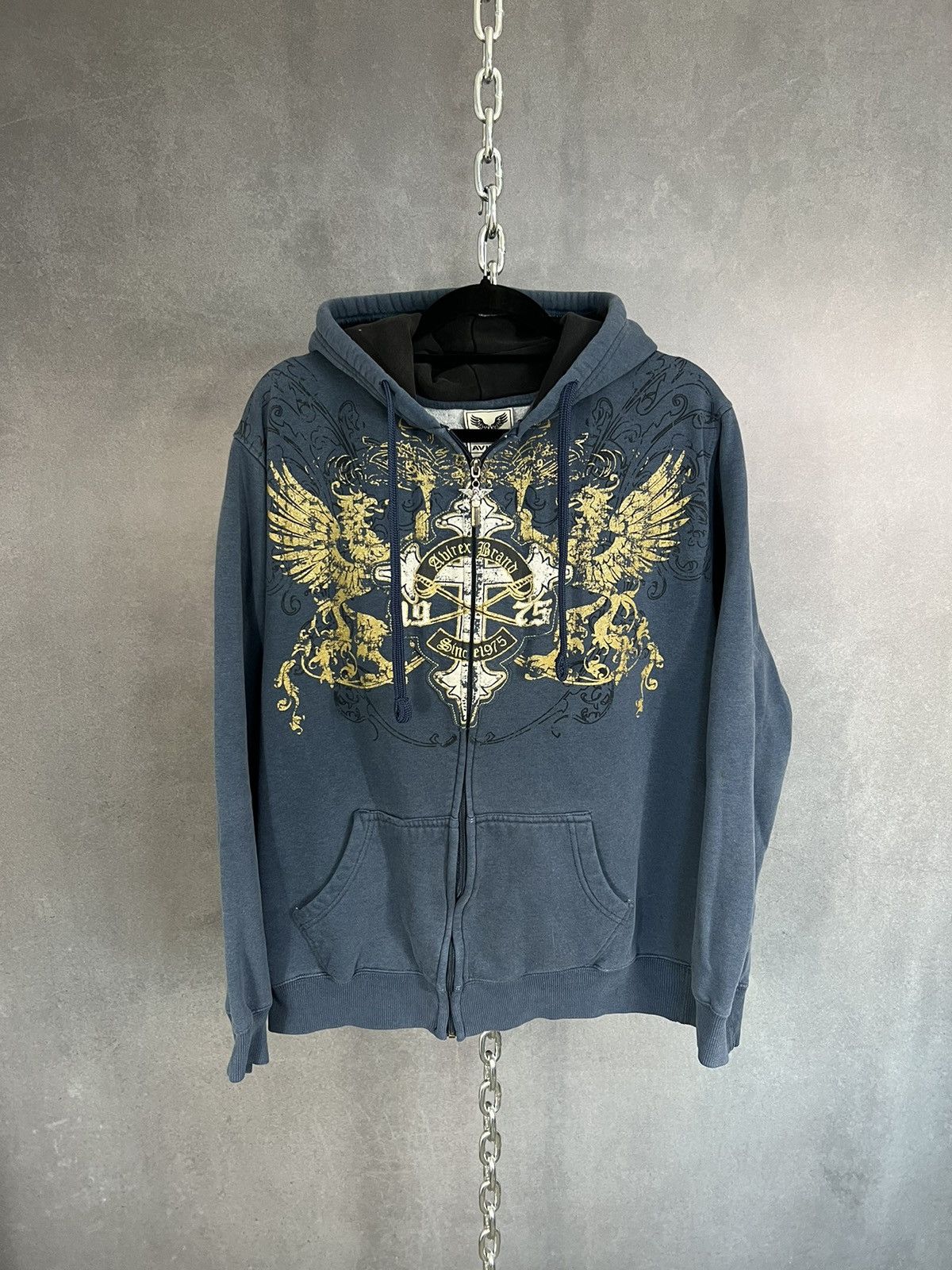 Avirex Vintage Avirex embroidered full zip hoodie Y2K gold and blue ...