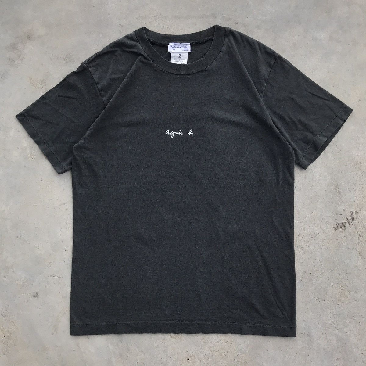 Vintage 90's Agnes B Paris Black Faded Cool Distress T-Shirt