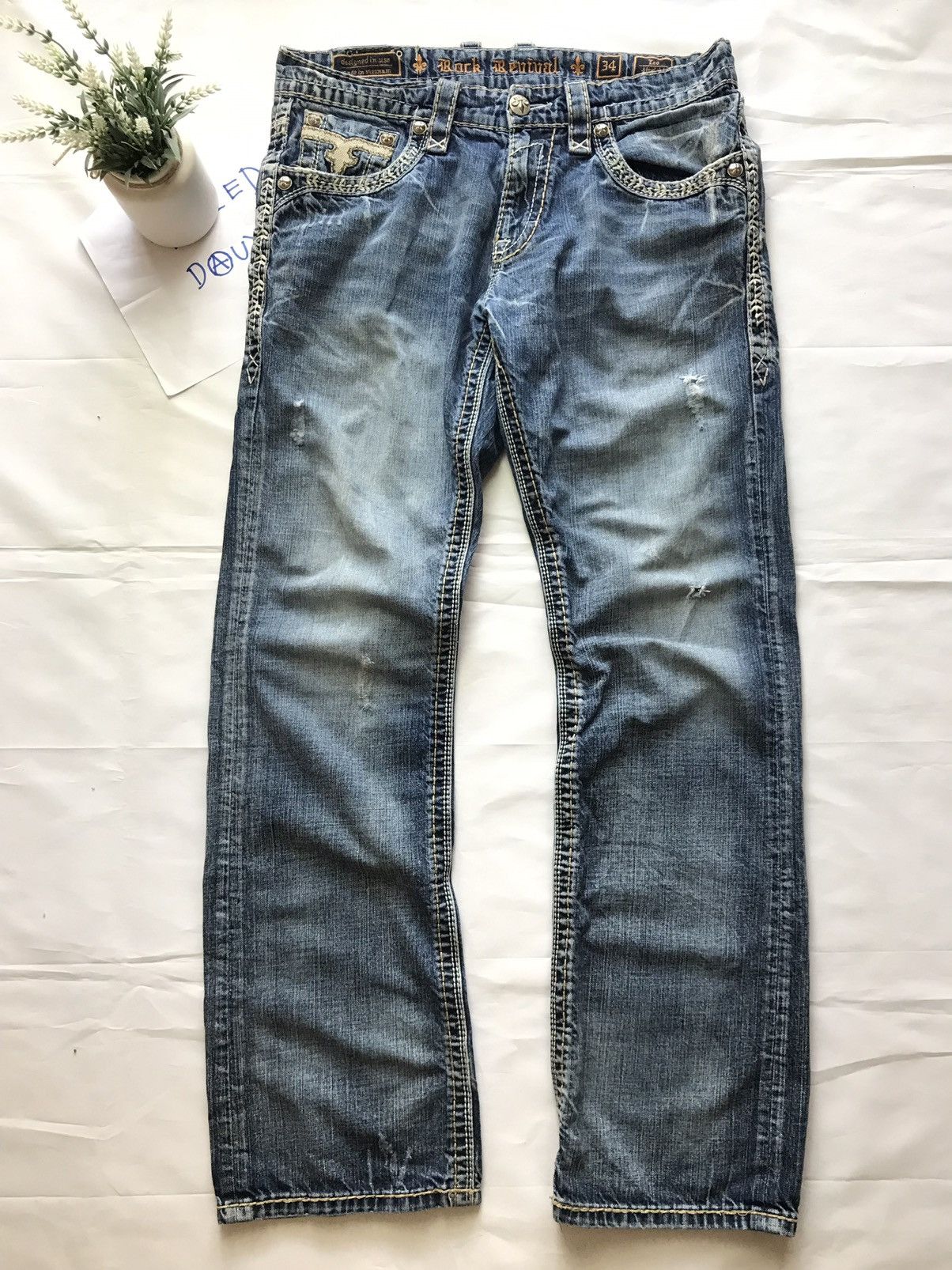 Vintage Vtg Y2k Rock Revival Distressed Denim 