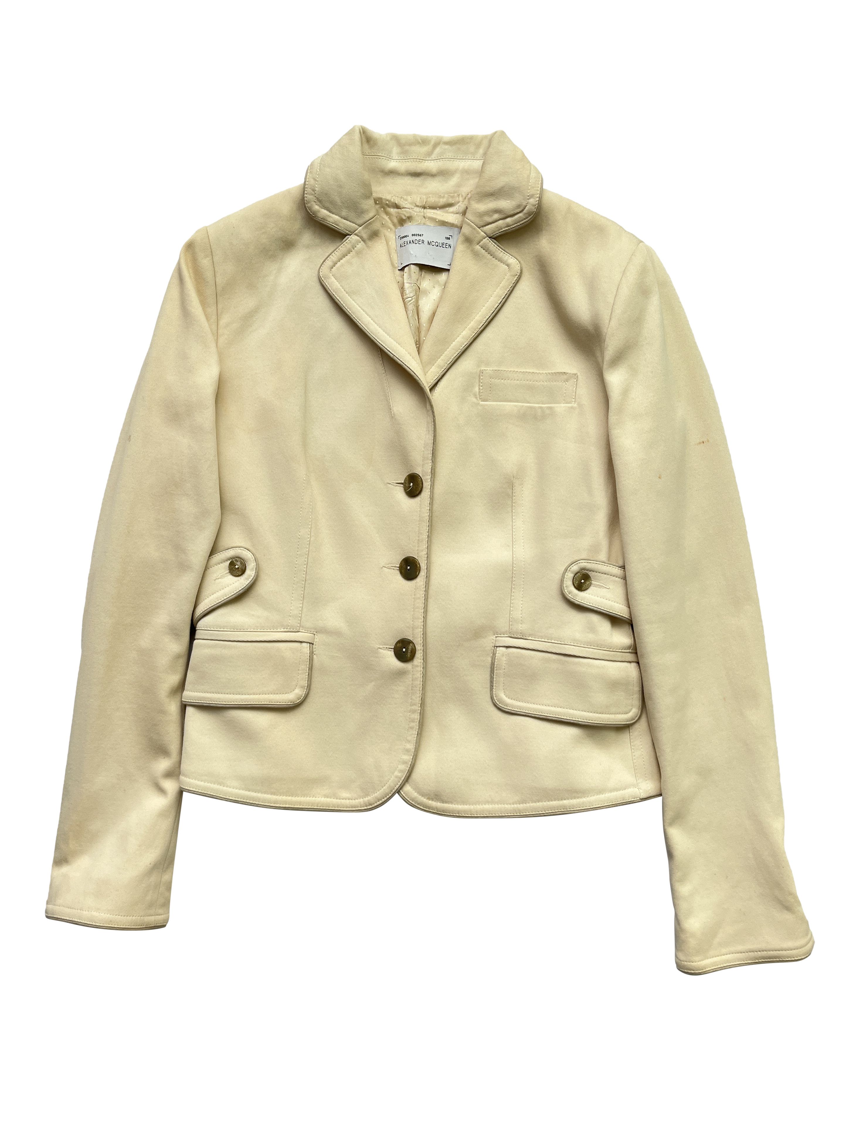Alexander McQueen ⚡️QUICK SALE⚡️1996 Alexander McQueen Beige Jacket Blazer Size L / US 10 / IT 46 - 1 Thumbnail