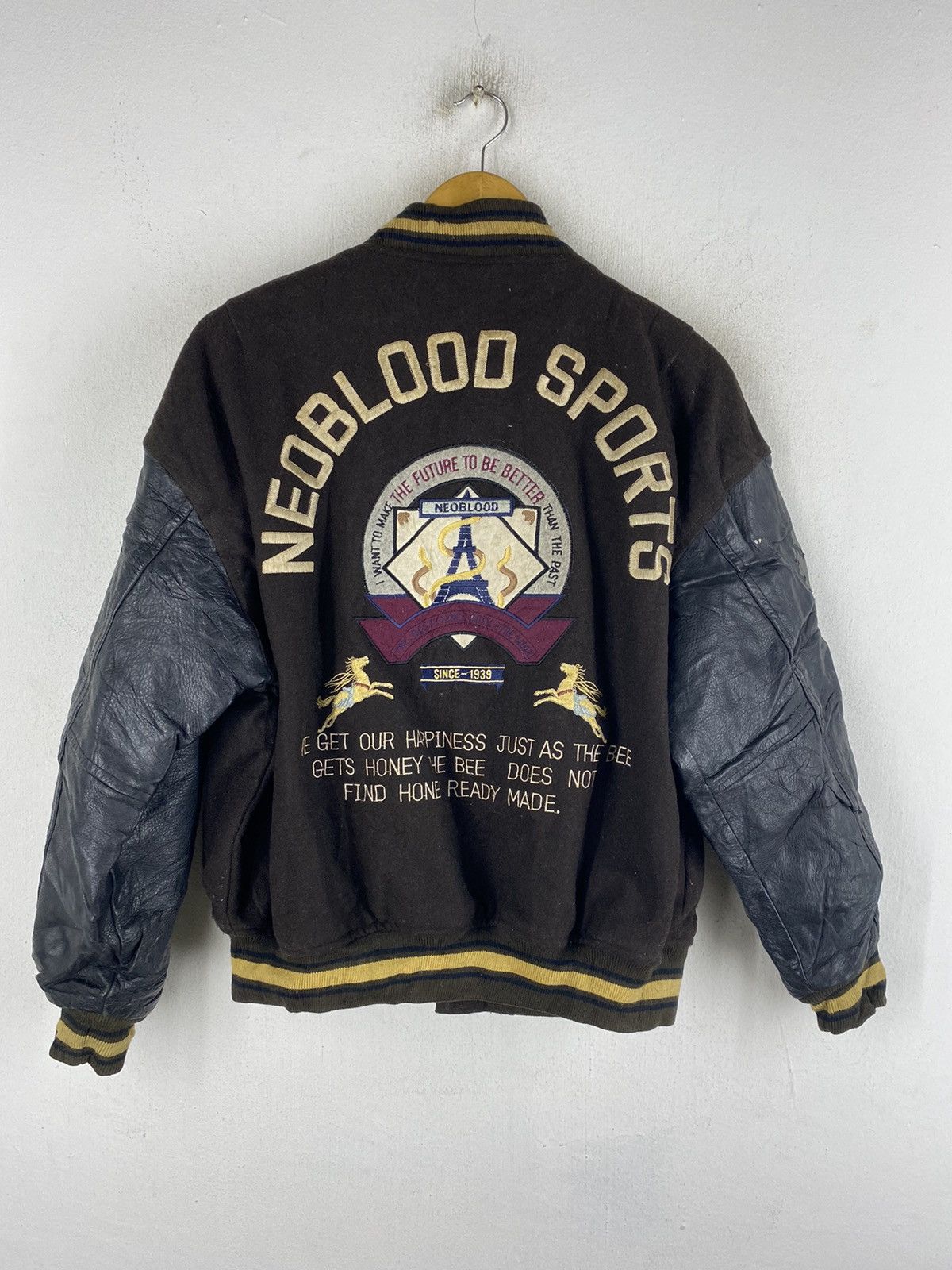image of Vintage Embroidered Neoblood Stadium Varsity Jacket, Men's (Size Large)