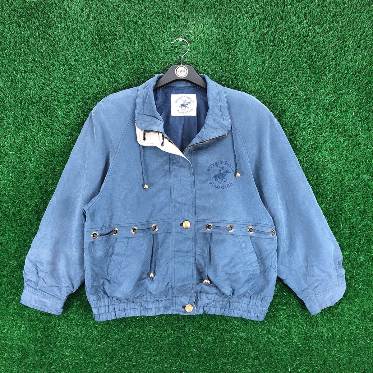 image of Vintage Beverly Hills Polo Club Women Jacket in Blue (Size Small)