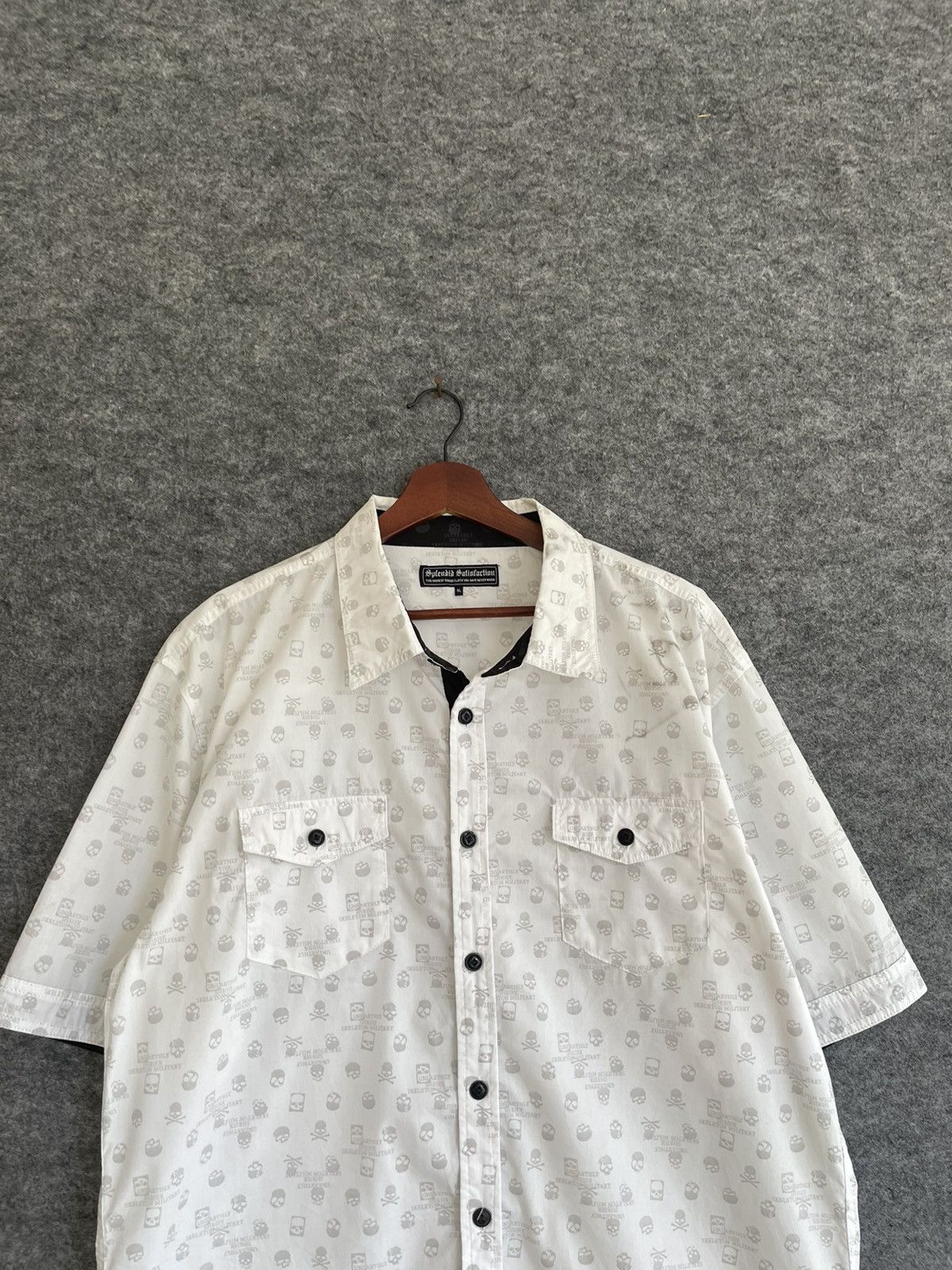 Japanese Brand 4L SHIER SKELETON MILITART OVERPRINTED SHIRT Size US XXL / EU 58 / 5 - 2 Thumbnail