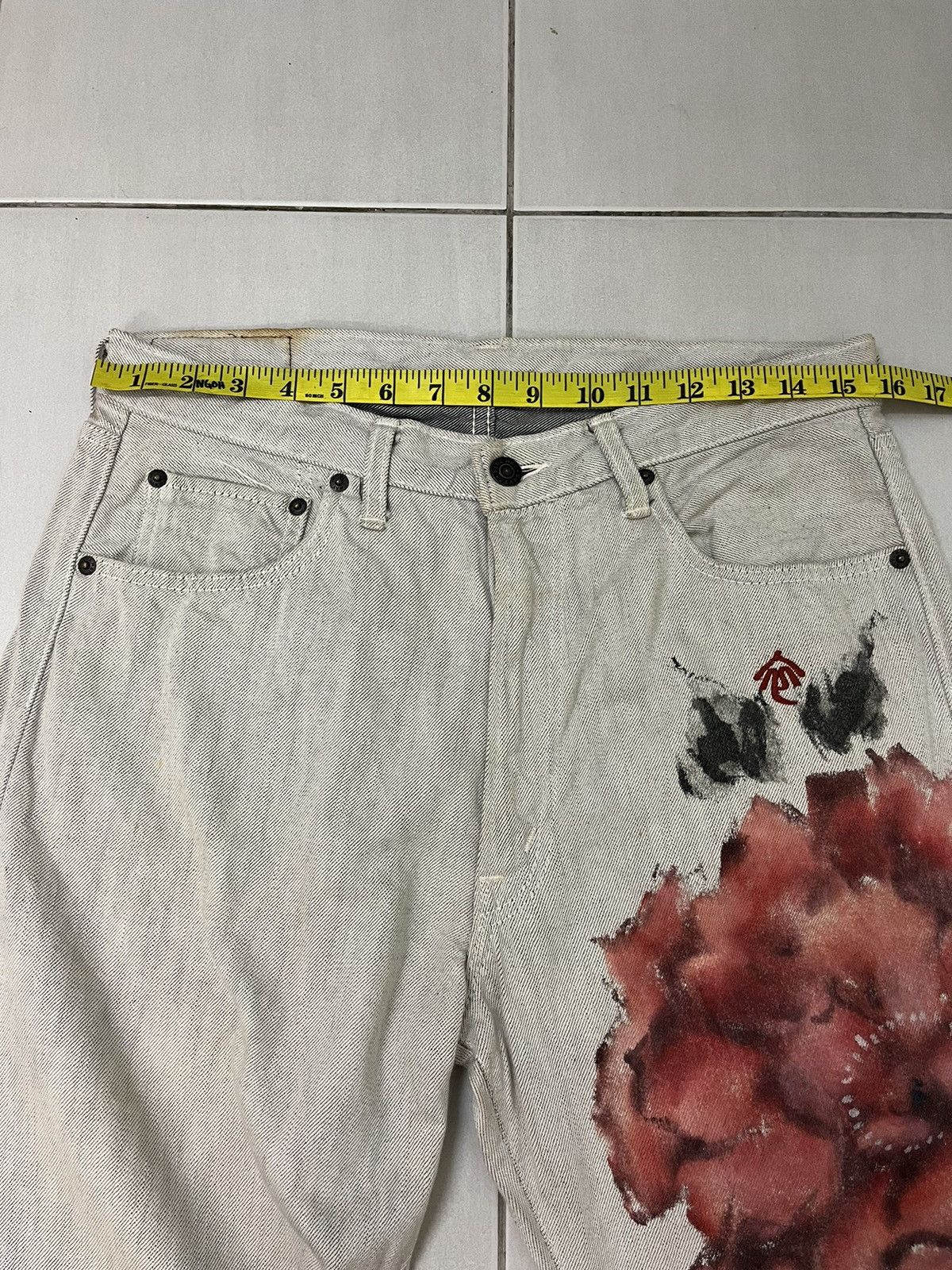 If Six Was Nine Blue way jeans custom flower painting Size US 32 / EU 48 - 13 Thumbnail