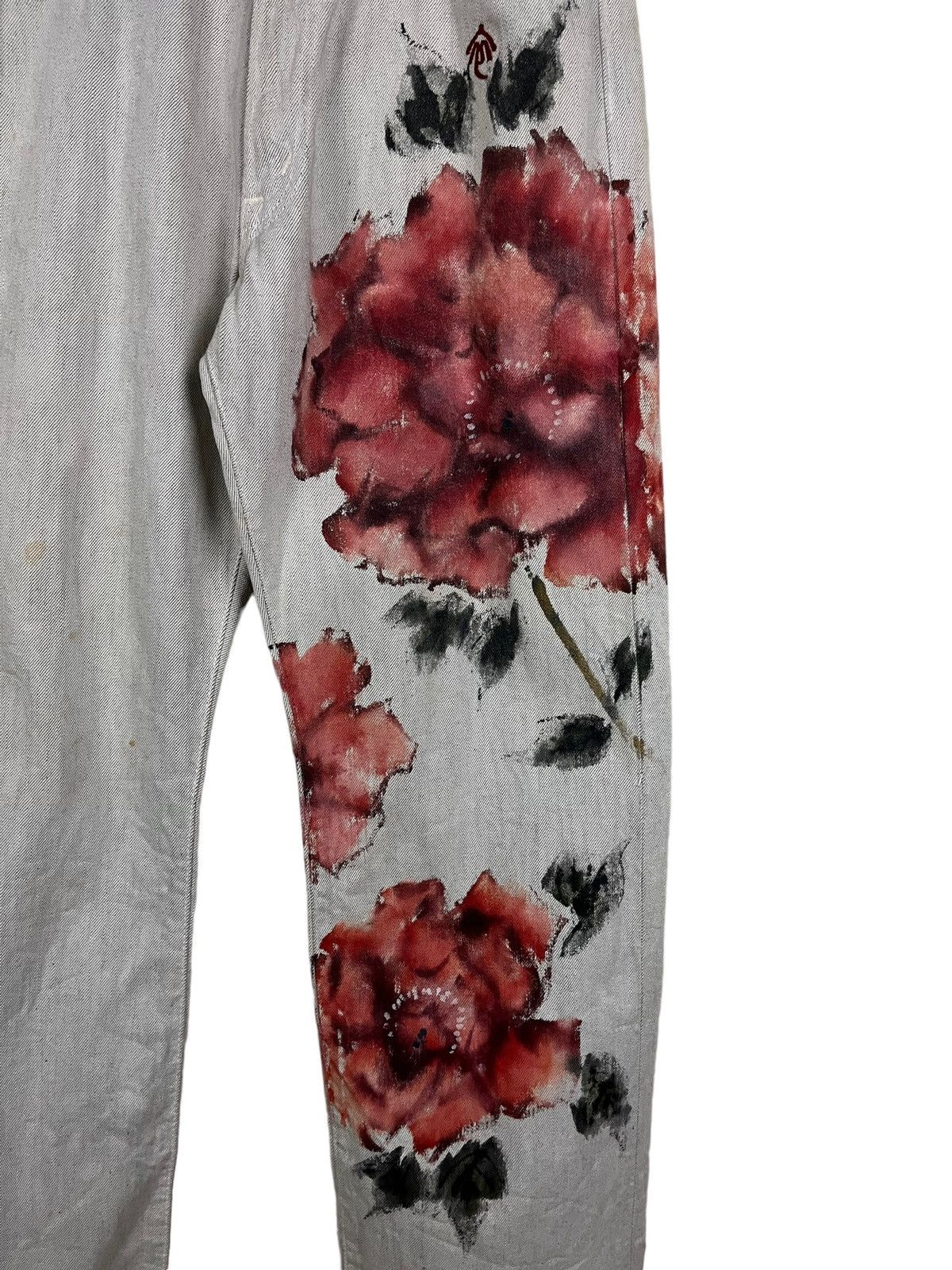 If Six Was Nine Blue way jeans custom flower painting Size US 32 / EU 48 - 5 Thumbnail