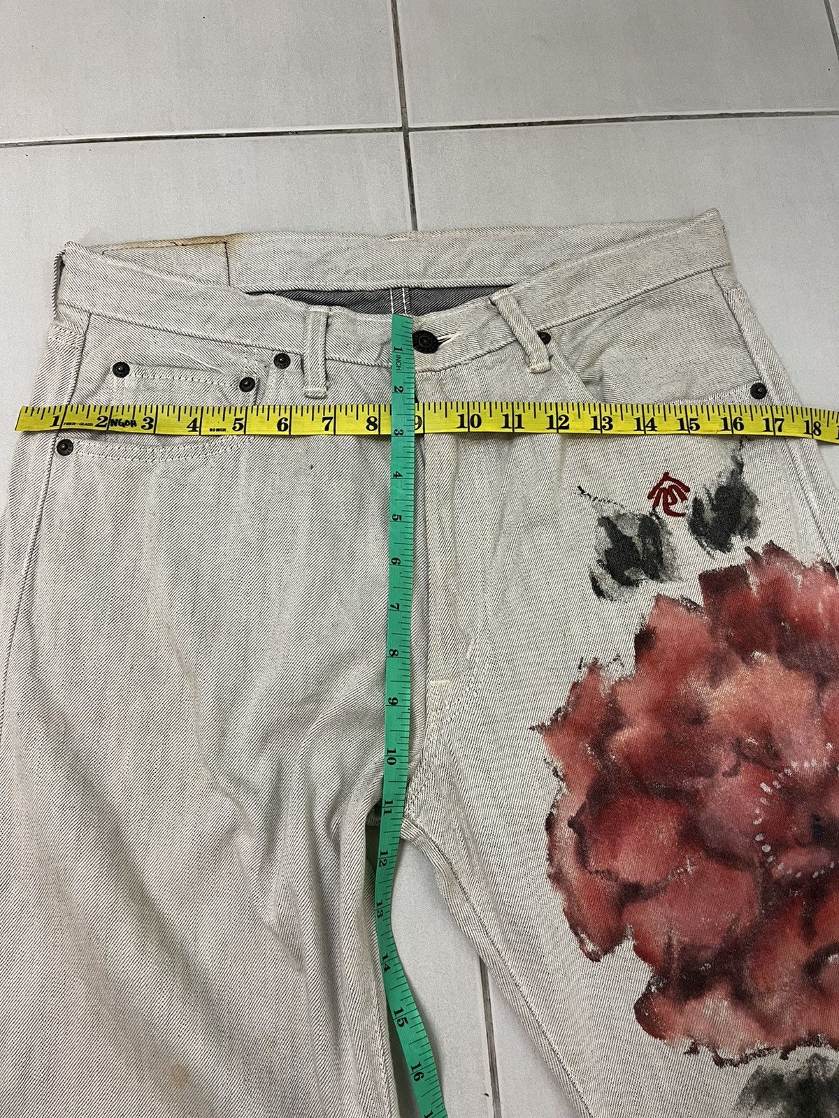 If Six Was Nine Blue way jeans custom flower painting Size US 32 / EU 48 - 15 Thumbnail