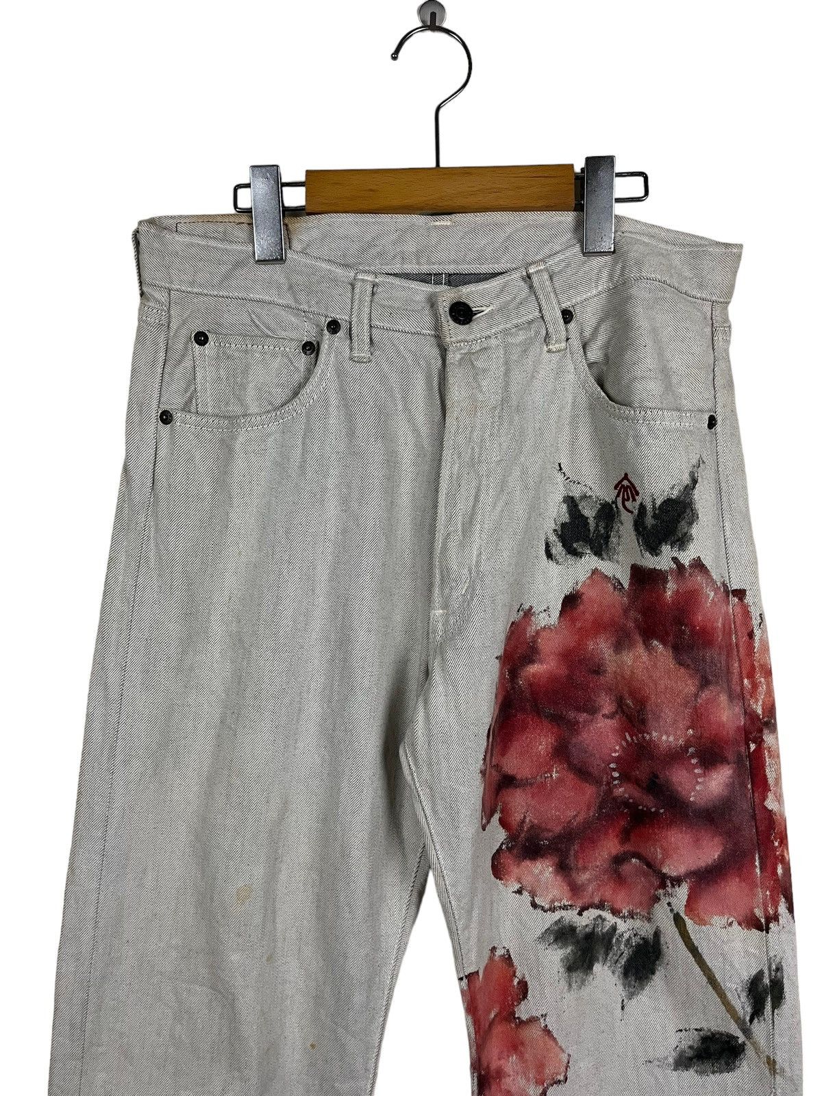 If Six Was Nine Blue way jeans custom flower painting Size US 32 / EU 48 - 3 Thumbnail