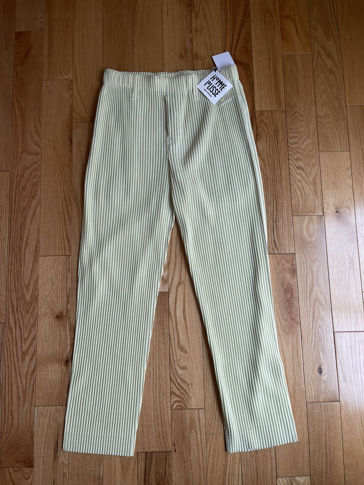 image of Homme Plisse Issey Miyake Issey Miyake Homme Plisse Yellow Pleated Pants, Men's (Size 32)