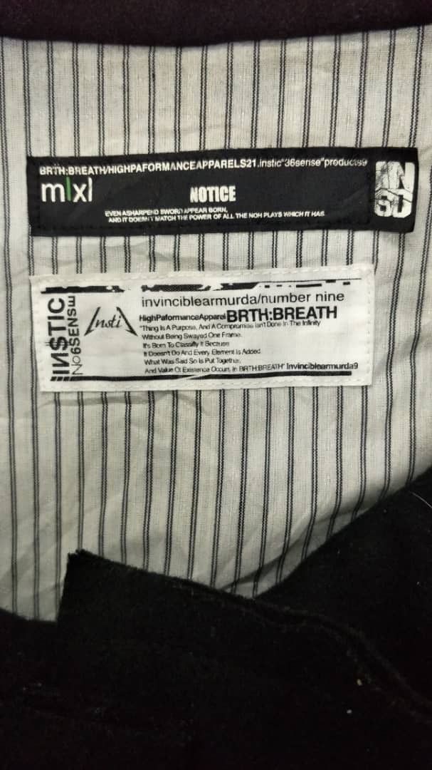 Japanese Brand NUMBER NINE X INVICIBLEARMURDA X BRTH BREATH Size US M / EU 48-50 / 2 - 6 Thumbnail