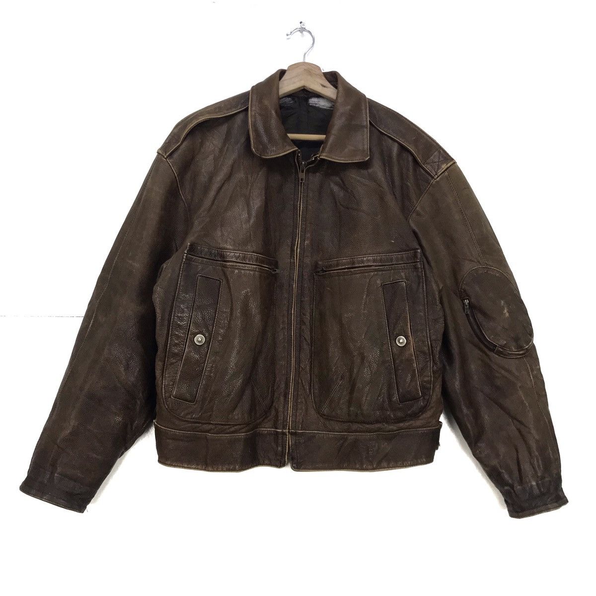 Genuine Leather Vintage 80s Beaux Cow Antique Leather Jacket Size US S / EU 44-46 / 1 - 1 Thumbnail
