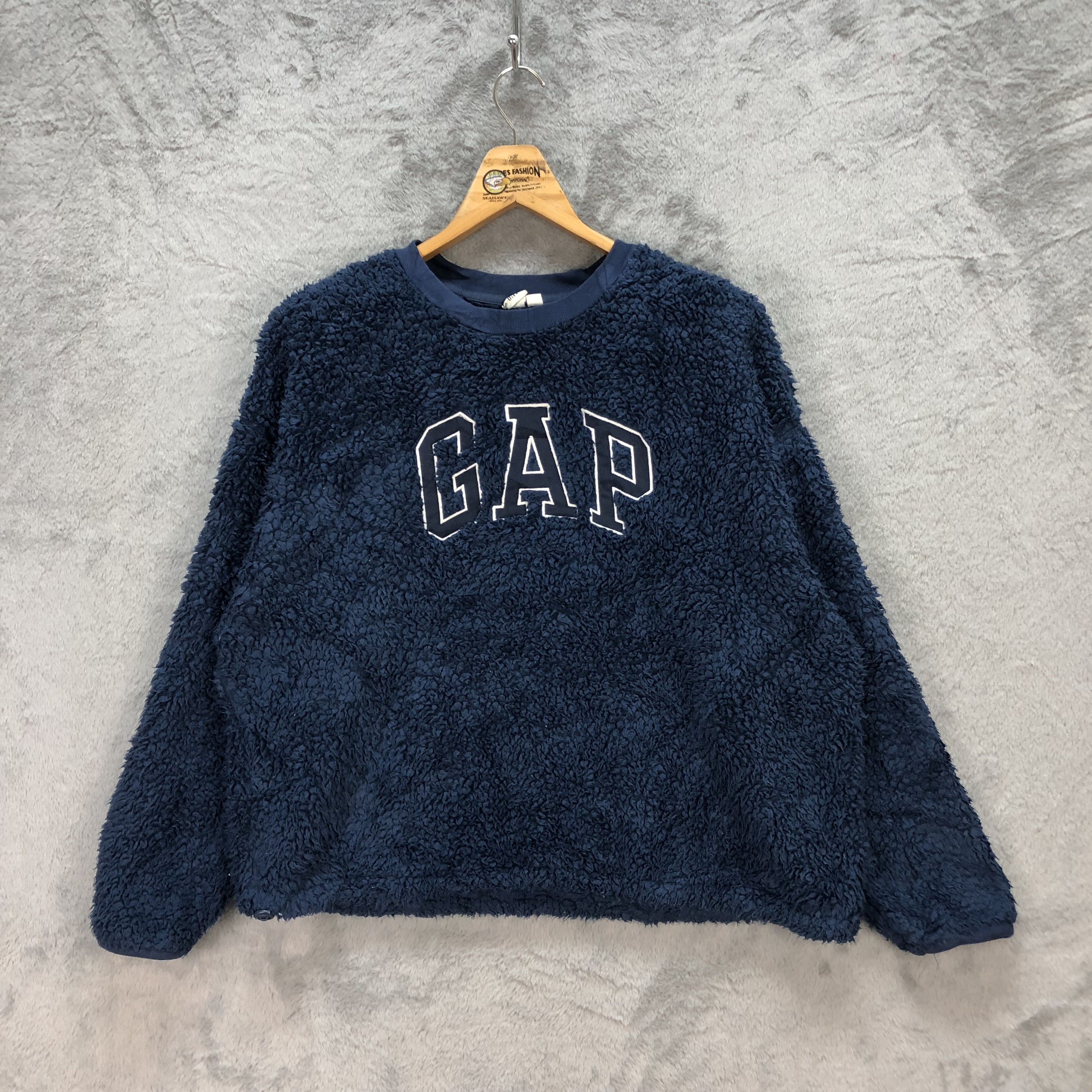 Gap Gap Big Logo Deep Pile Blue Fleece #5829-209 Size L / US 10 / IT 46 - 1 Thumbnail