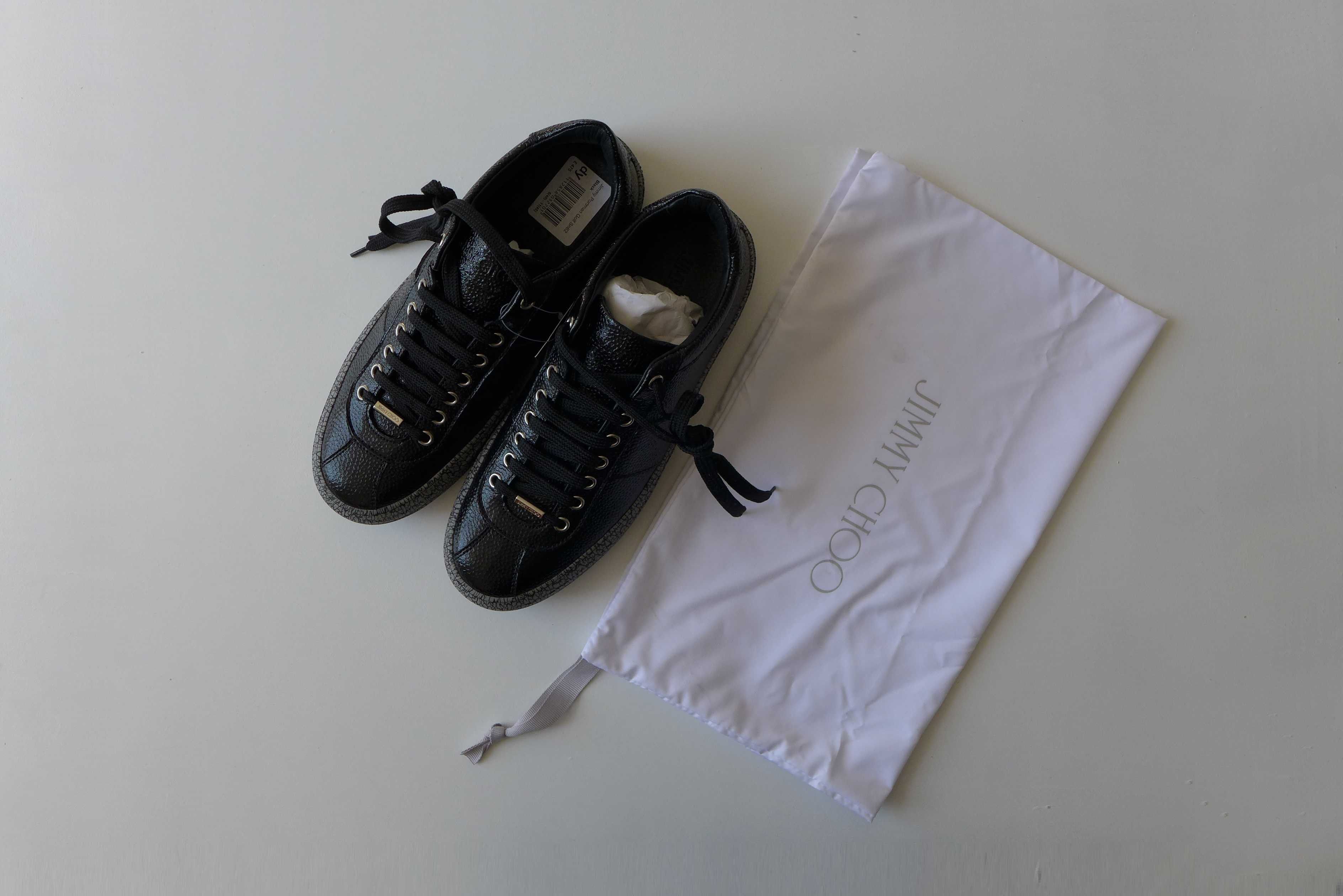 Jimmy Choo Portman Sneakers -- Black Calf Leather