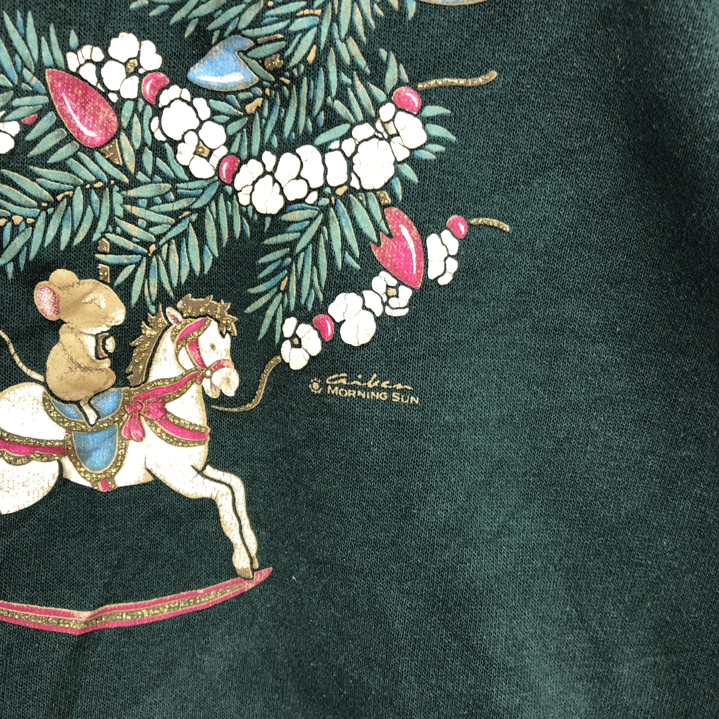 Japanese Brand Vintage Morning Sun Petite Green Sweatshirts #5831-209 Size US L / EU 52-54 / 3 - 4 Thumbnail