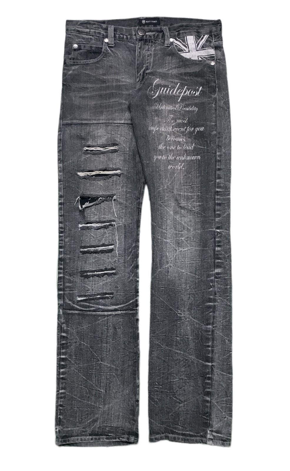 14th Addiction × Japanese Brand × Le Grande Bleu (L.G.B.) Rare Design Vintage Brand Root Three Distressed Jeans 2000s Size US 34 / EU 50 - 1 Thumbnail