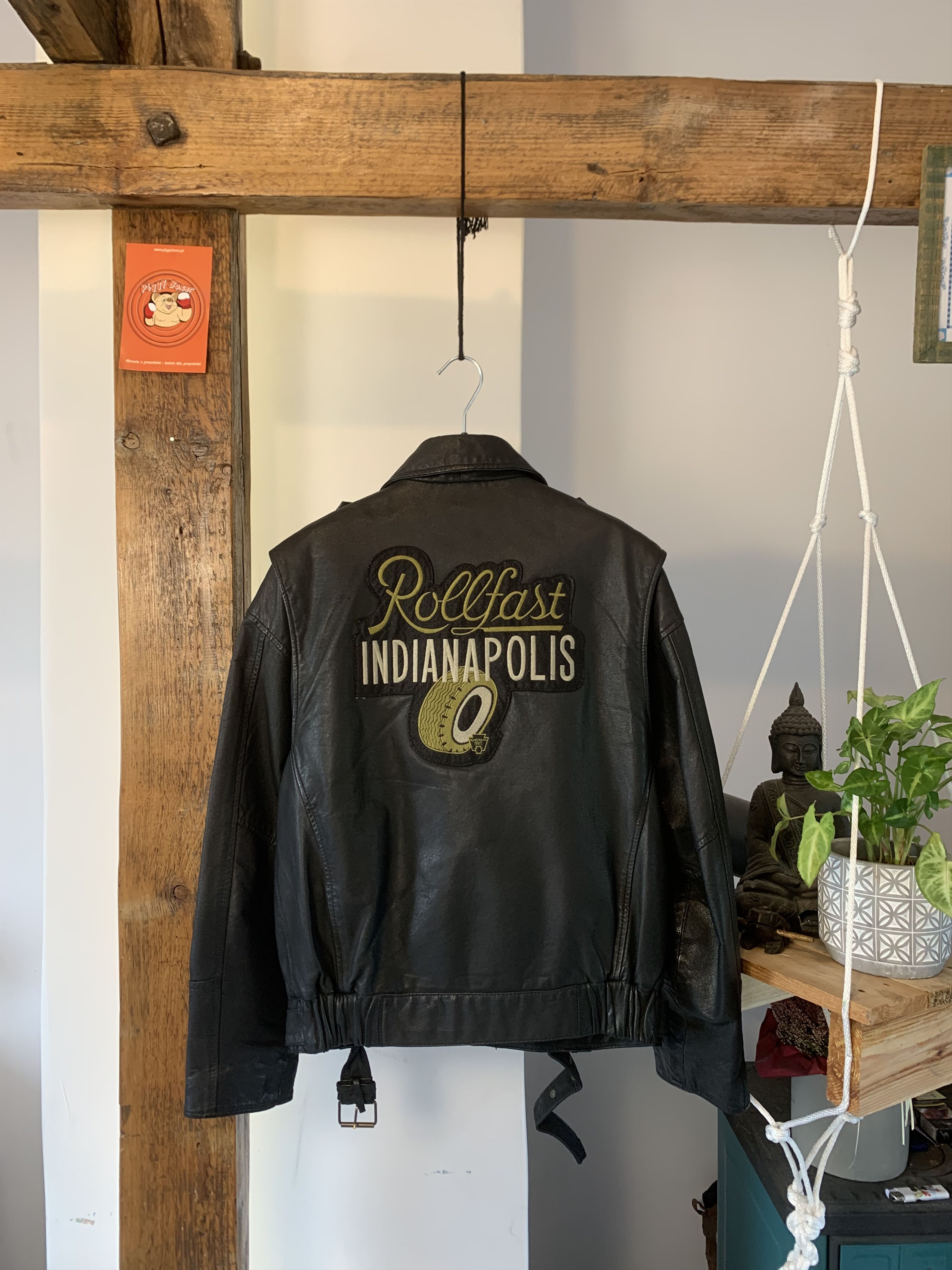 Vintage 90s Rollfast Indianopolis Racing Leather Jacket Black Badges Size US M / EU 48-50 / 2 - 2 Thumbnail