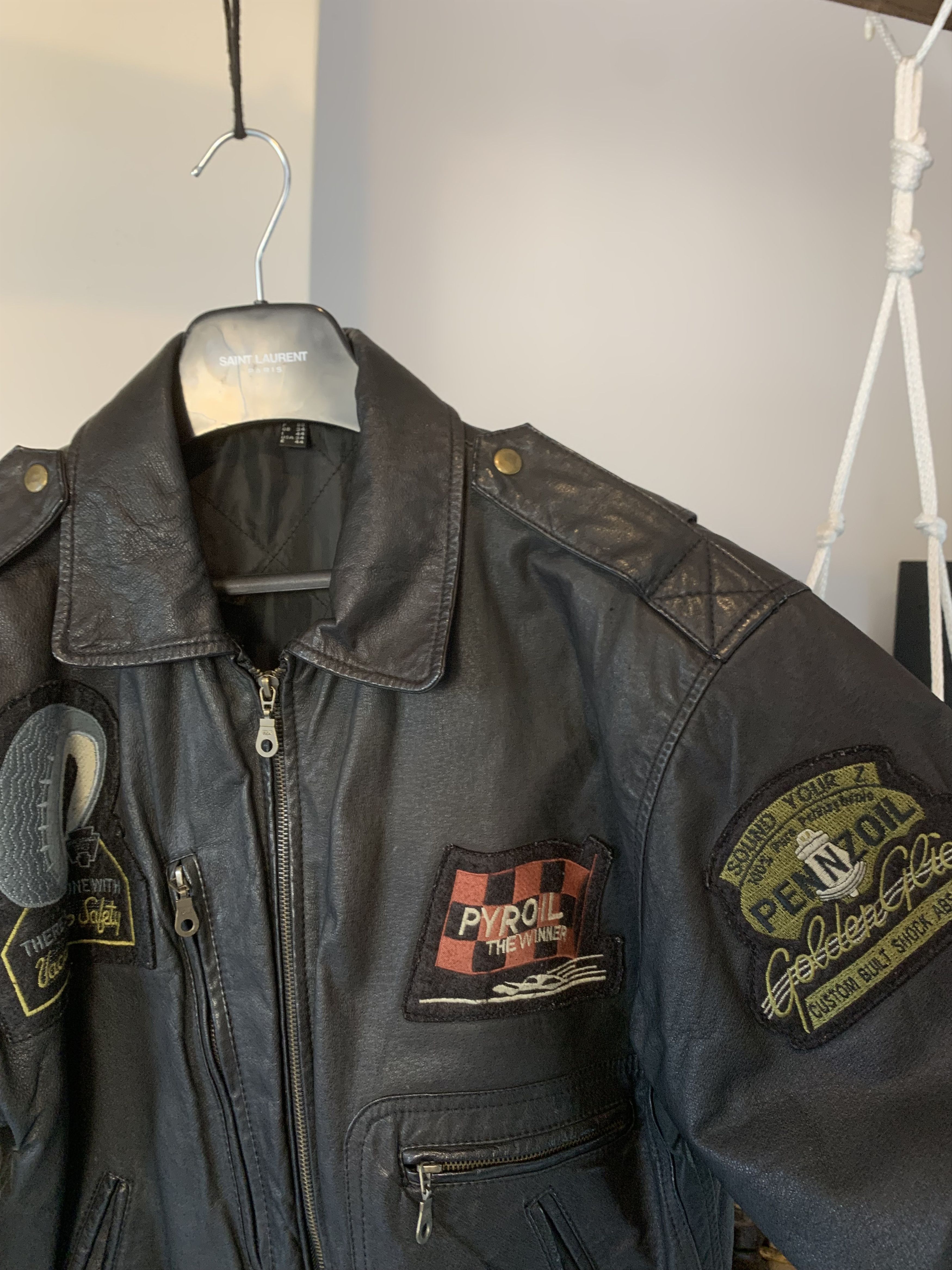 Vintage 90s Rollfast Indianopolis Racing Leather Jacket Black Badges Size US M / EU 48-50 / 2 - 9 Thumbnail