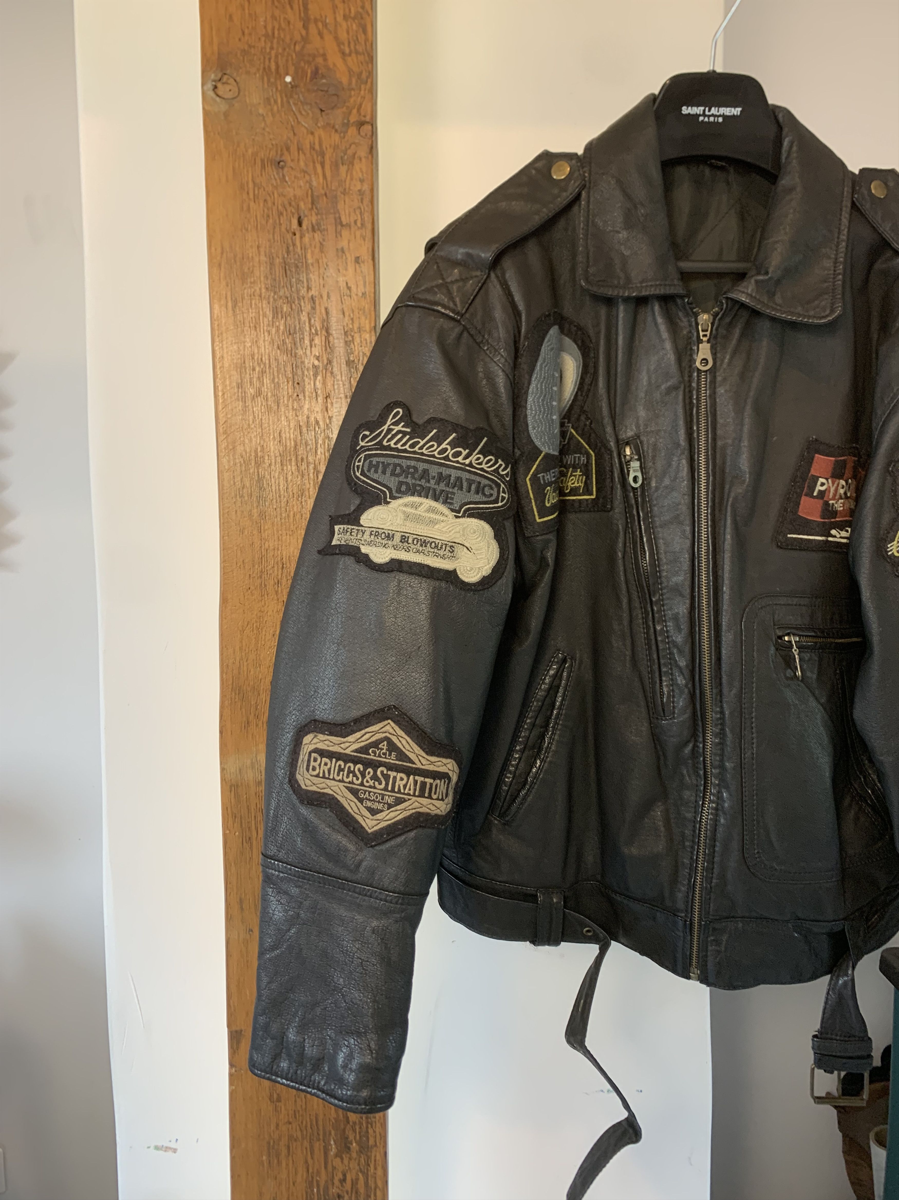 Vintage 90s Rollfast Indianopolis Racing Leather Jacket Black Badges Size US M / EU 48-50 / 2 - 3 Thumbnail