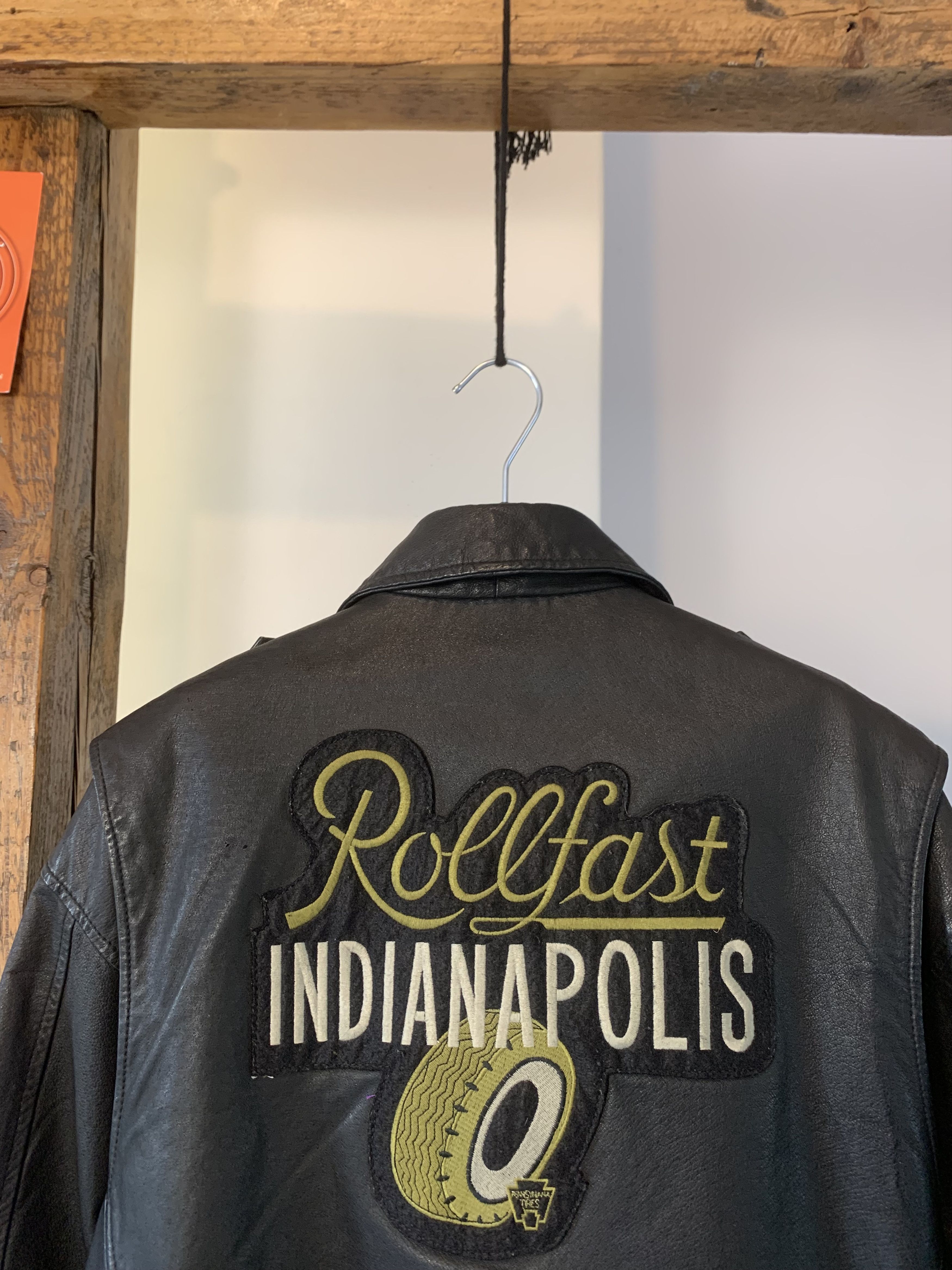 Vintage 90s Rollfast Indianopolis Racing Leather Jacket Black Badges Size US M / EU 48-50 / 2 - 12 Thumbnail