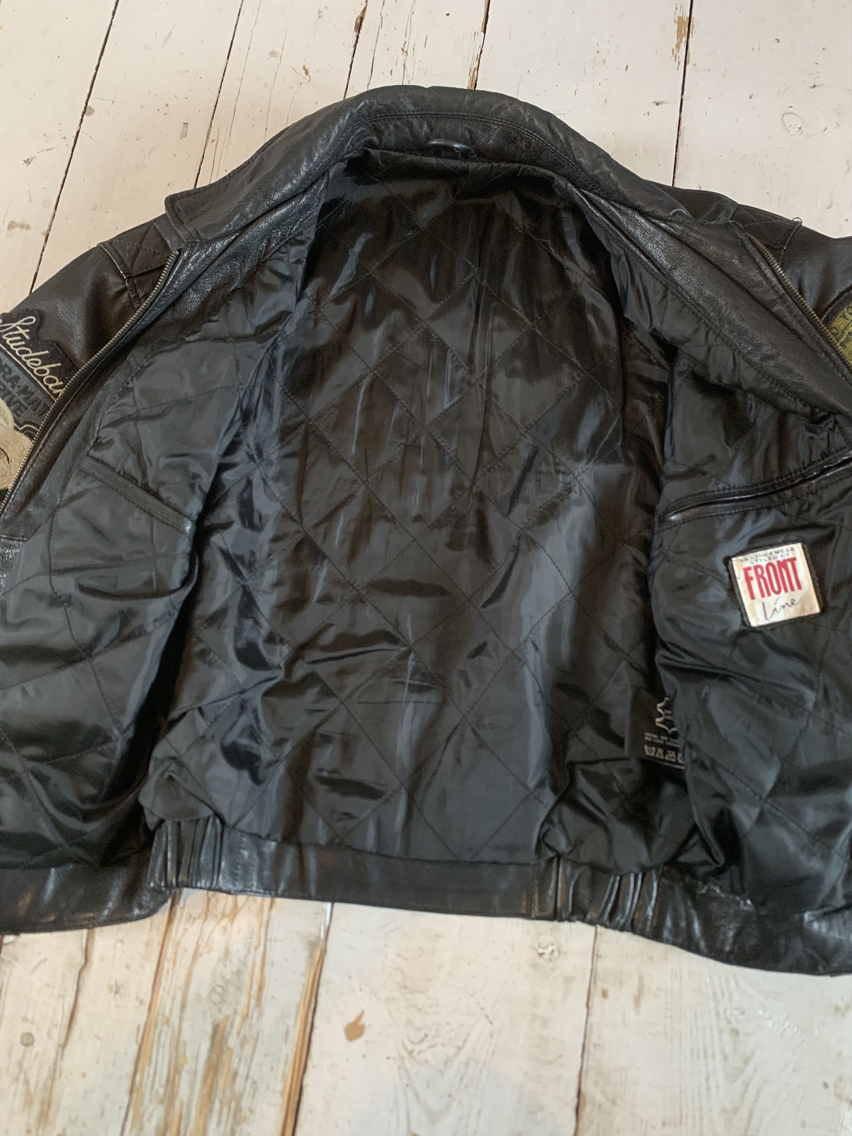 Vintage 90s Rollfast Indianopolis Racing Leather Jacket Black Badges Size US M / EU 48-50 / 2 - 14 Thumbnail
