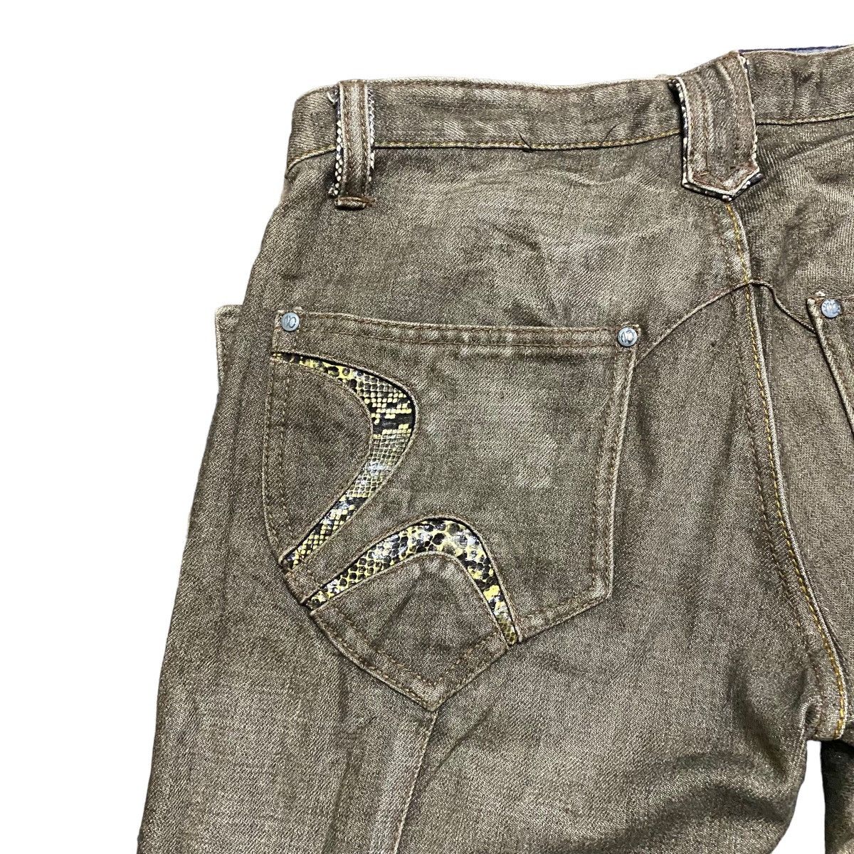 Nicole Club NCFM Denim Fleur Snake Skin Flare Pants Size US 30 / EU 46 - 10 Thumbnail