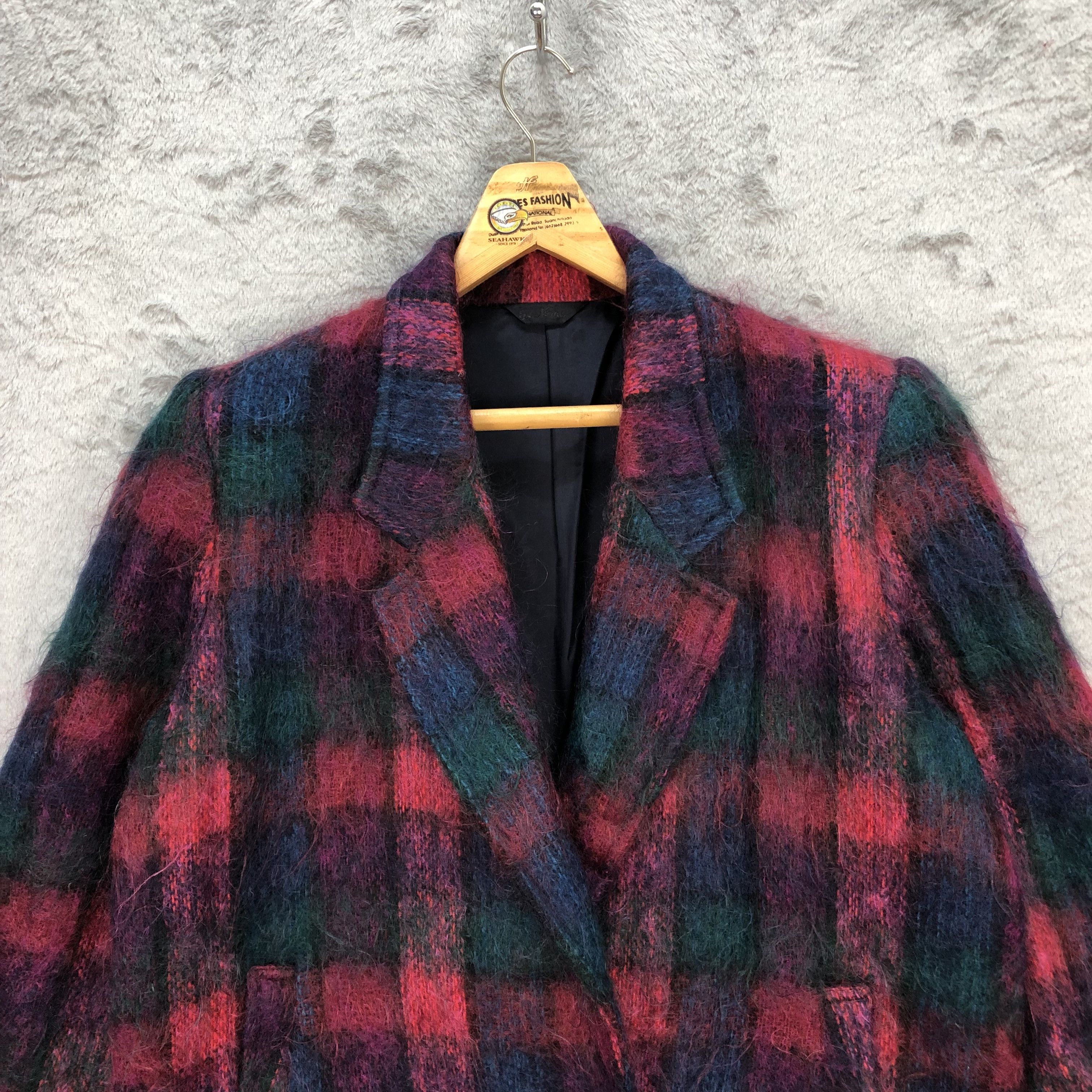 Japanese Brand Loa Nemo Colorful Mohair Double Breasted Coat #5945-215 Size M / US 6-8 / IT 42-44 - 2 Thumbnail