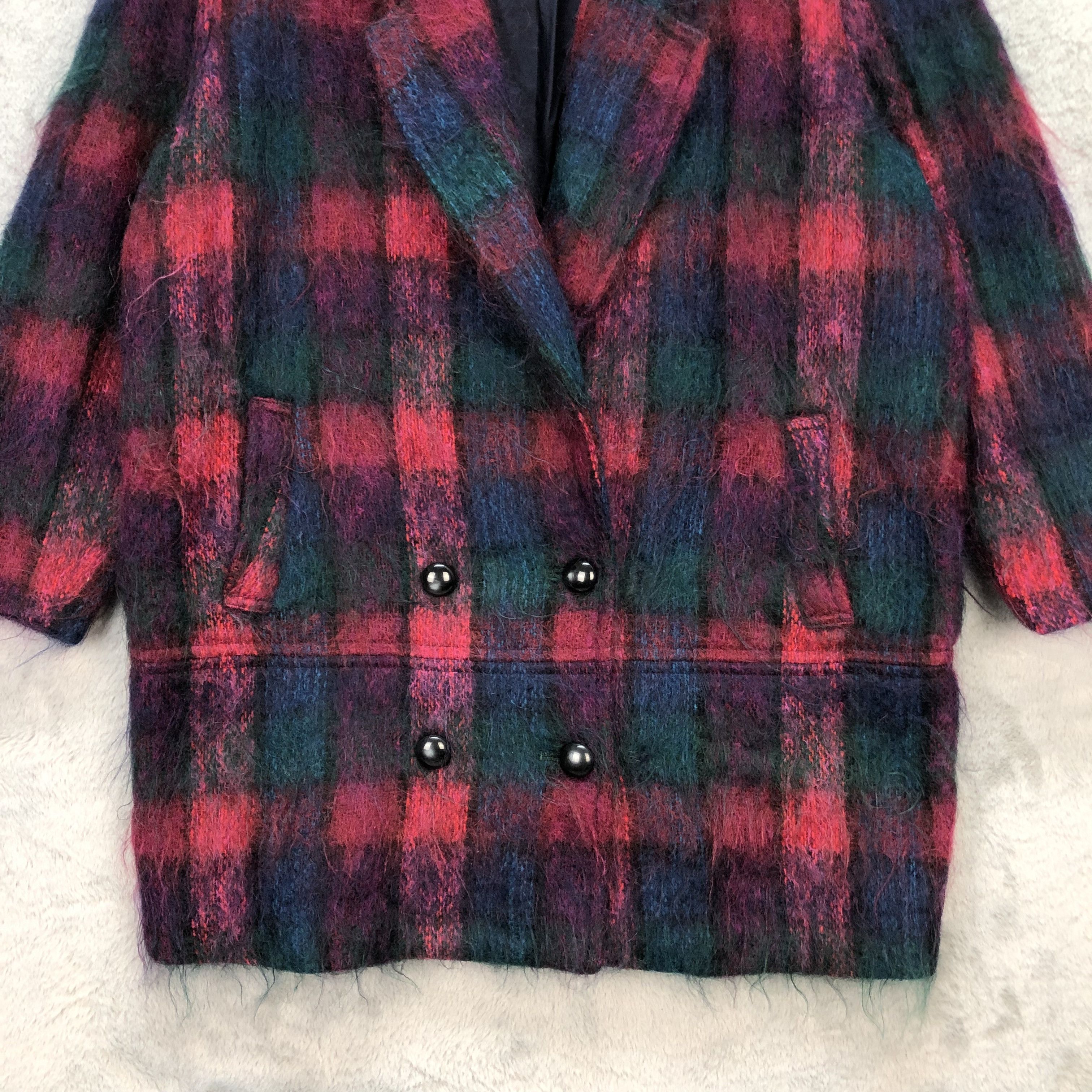 Japanese Brand Loa Nemo Colorful Mohair Double Breasted Coat #5945-215 Size M / US 6-8 / IT 42-44 - 3 Thumbnail