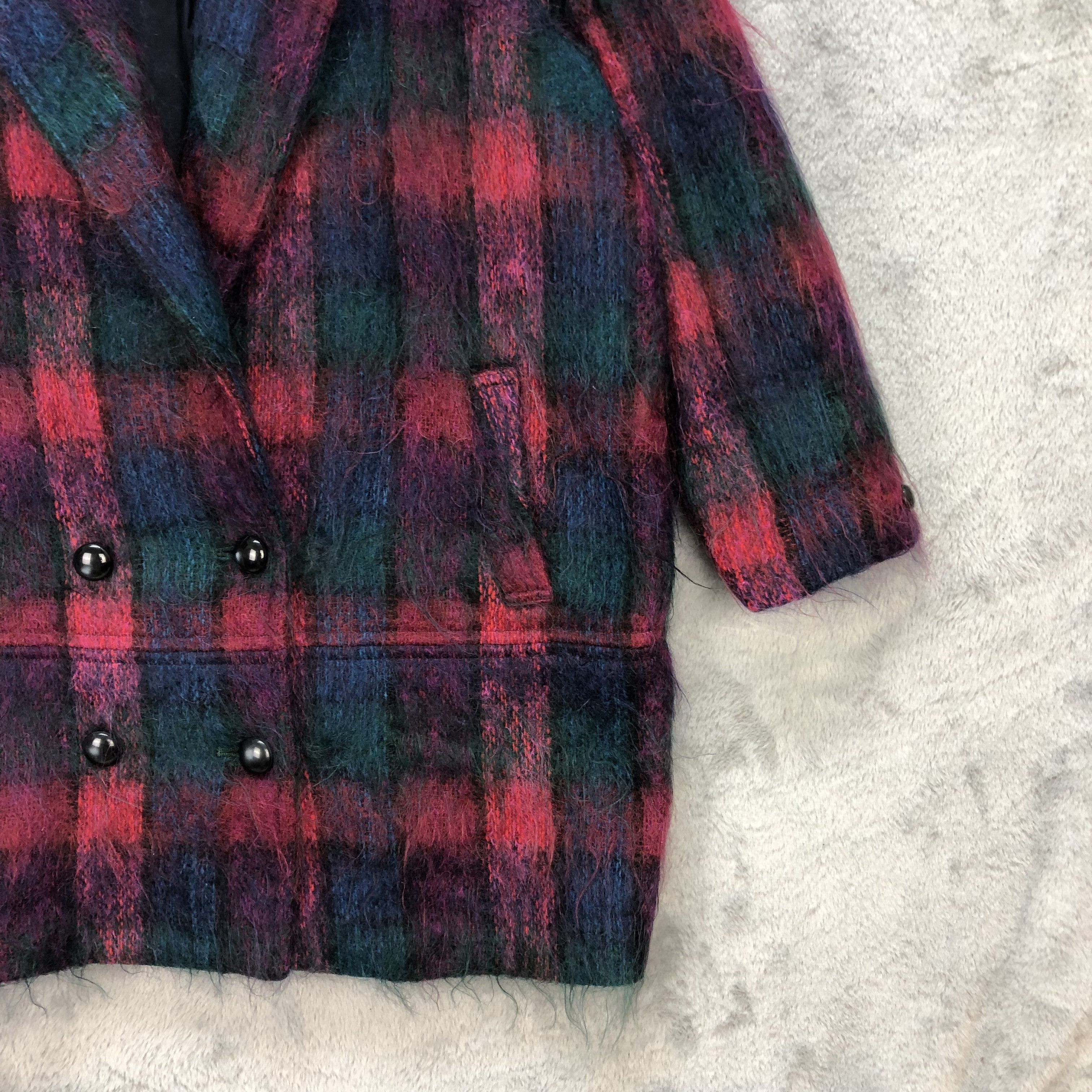 Japanese Brand Loa Nemo Colorful Mohair Double Breasted Coat #5945-215 Size M / US 6-8 / IT 42-44 - 5 Thumbnail