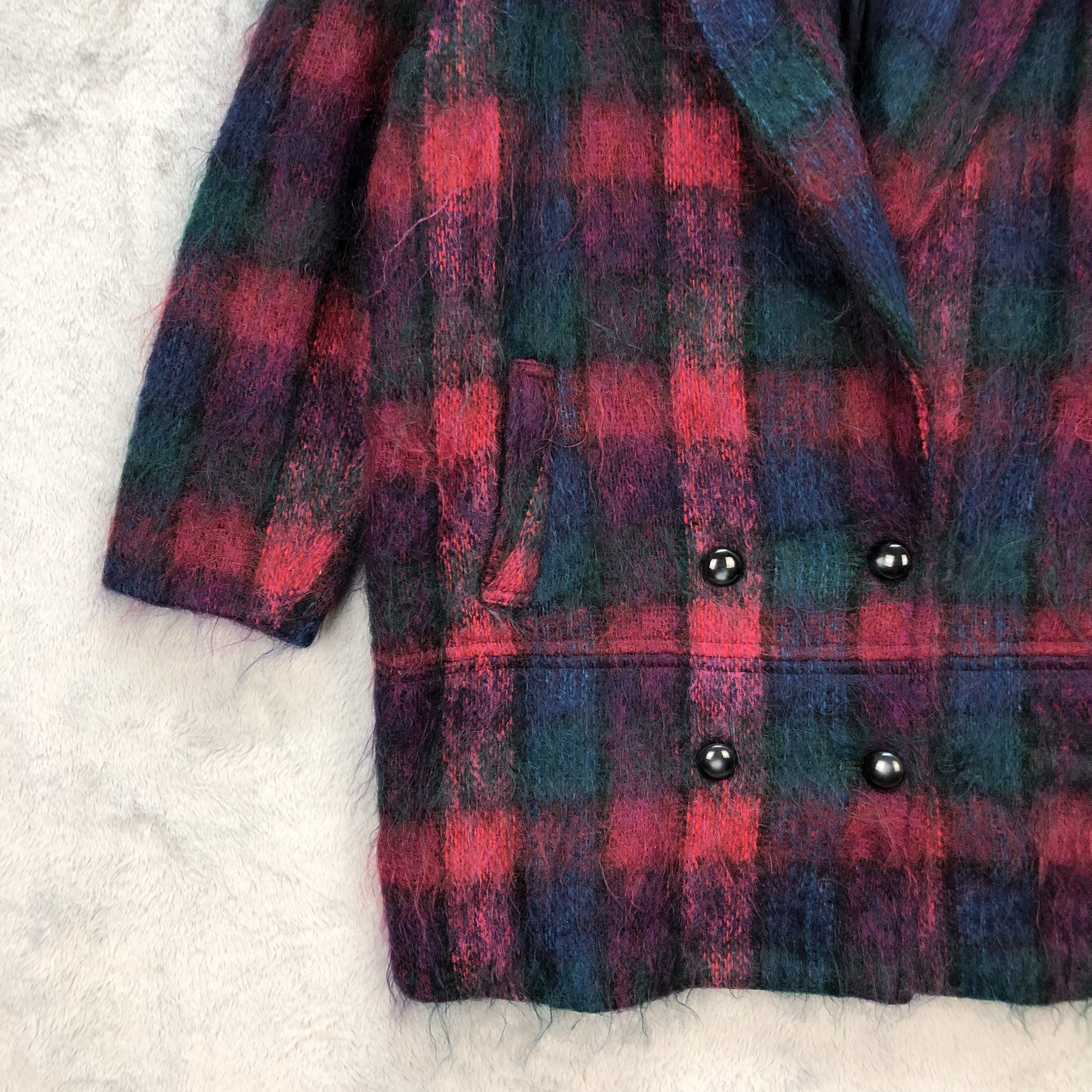 Japanese Brand Loa Nemo Colorful Mohair Double Breasted Coat #5945-215 Size M / US 6-8 / IT 42-44 - 4 Thumbnail