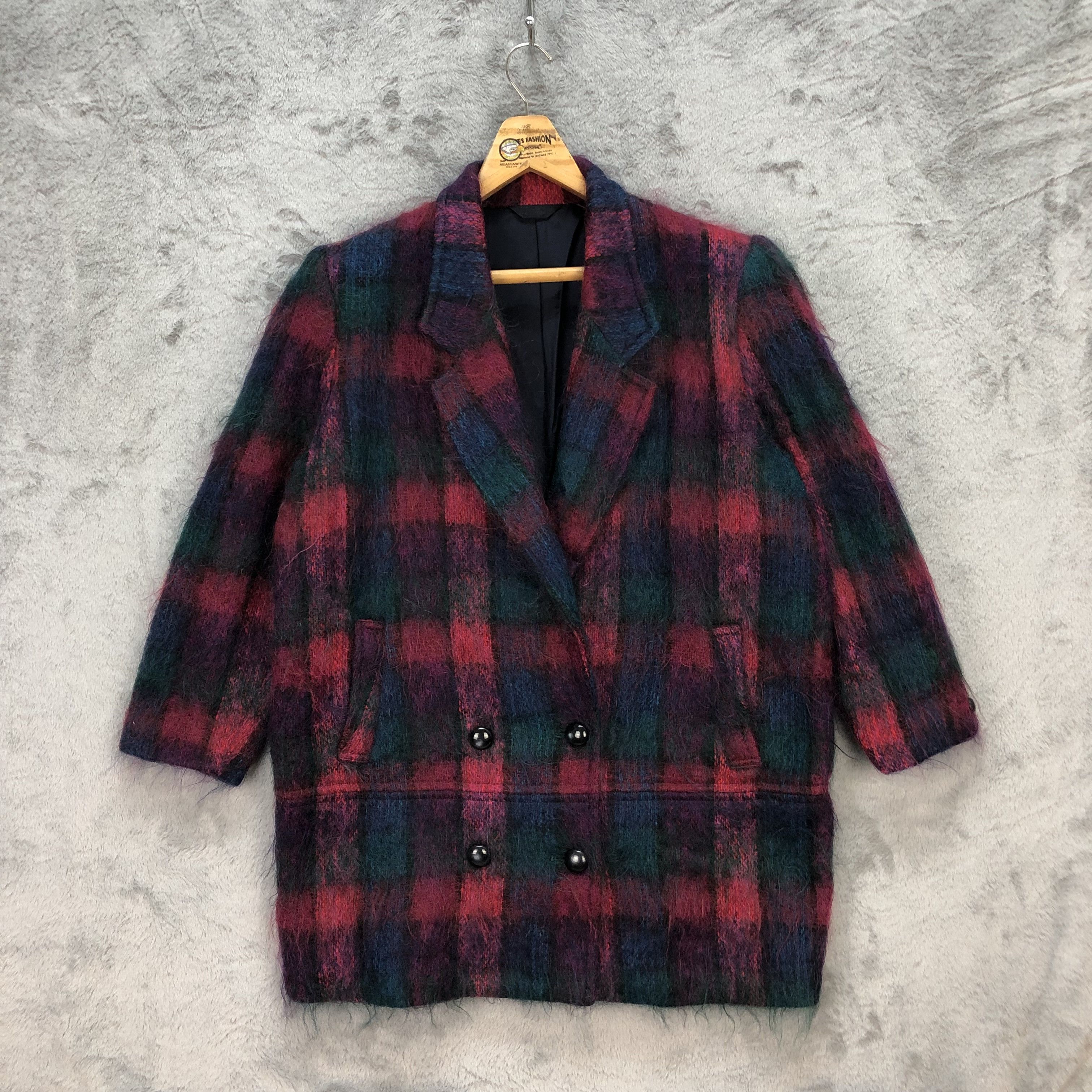 Japanese Brand Loa Nemo Colorful Mohair Double Breasted Coat #5945-215 Size M / US 6-8 / IT 42-44 - 1 Thumbnail