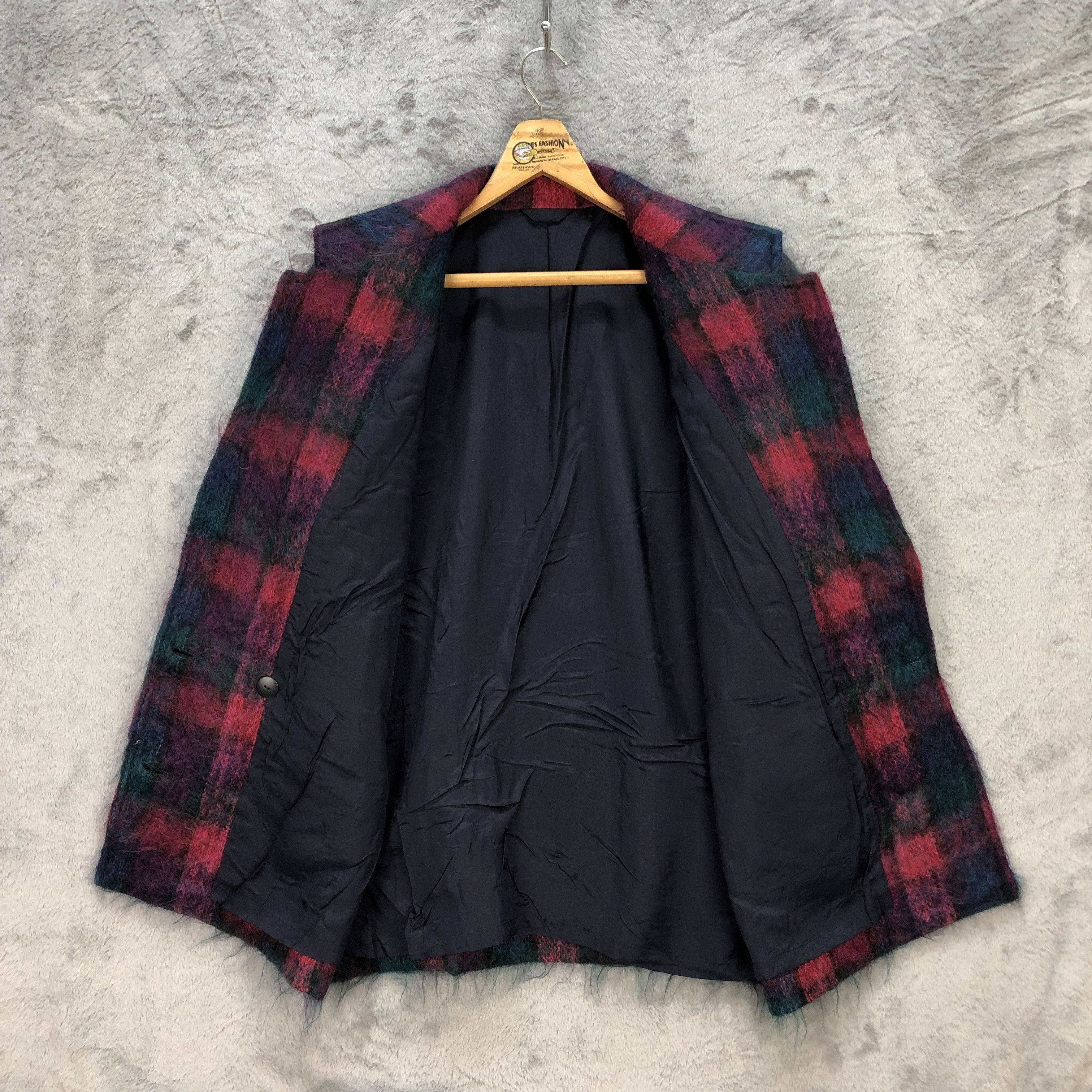 Japanese Brand Loa Nemo Colorful Mohair Double Breasted Coat #5945-215 Size M / US 6-8 / IT 42-44 - 6 Thumbnail