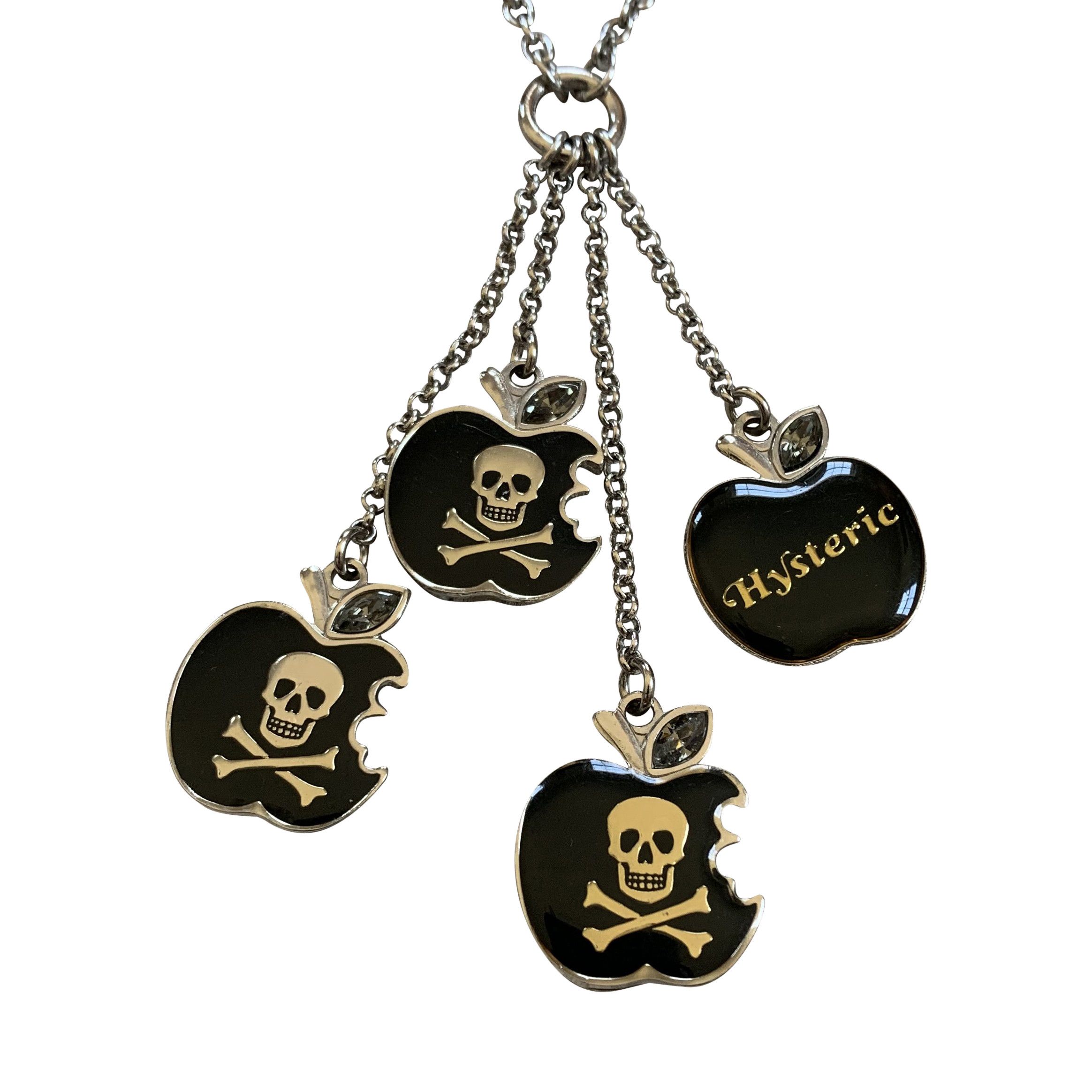 image of Hysteric Glamour Skull Apple Charm Necklace in Black, Men's