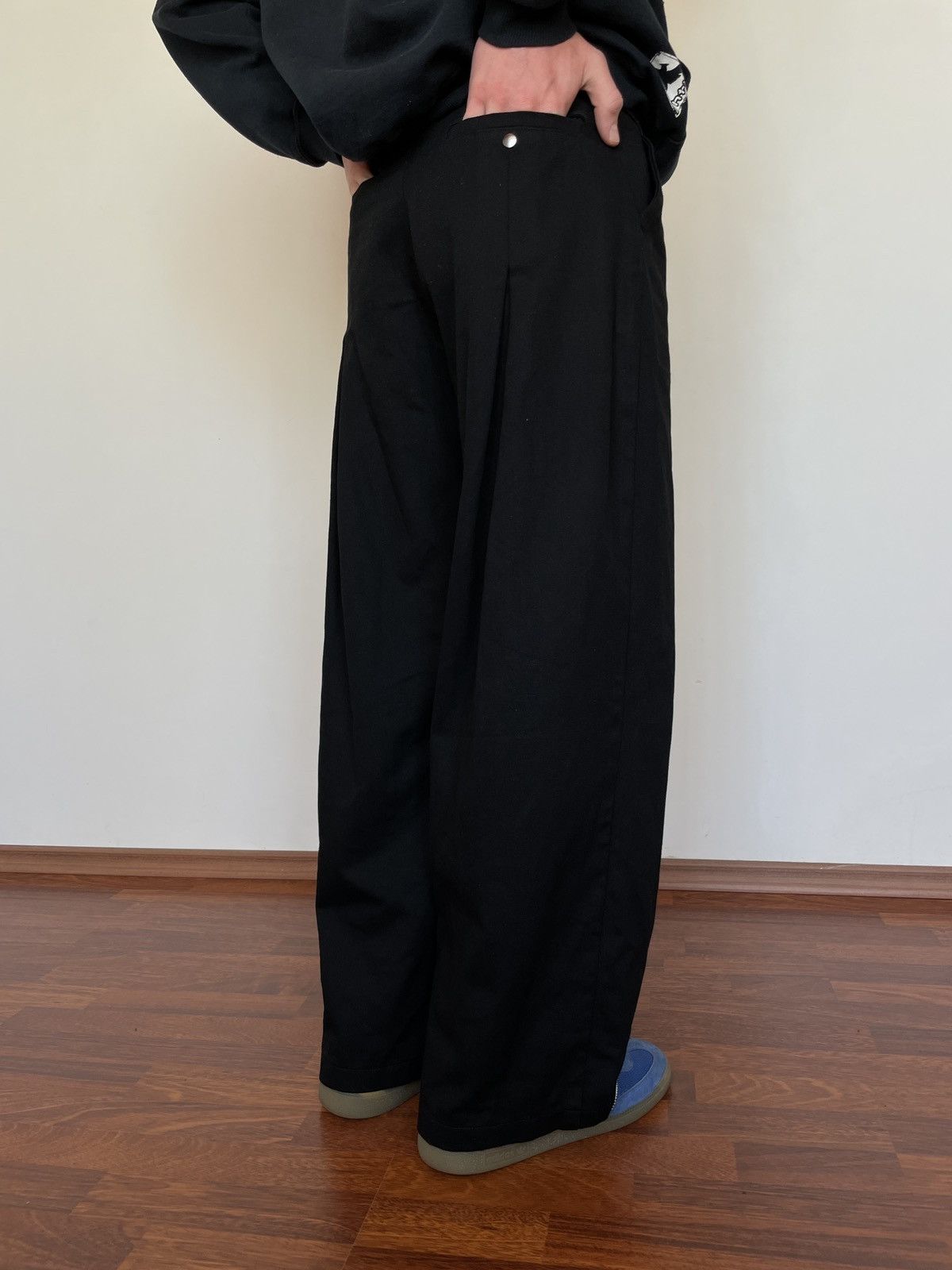 image of Designer Wide Pants in Black, Men's (Size 38)