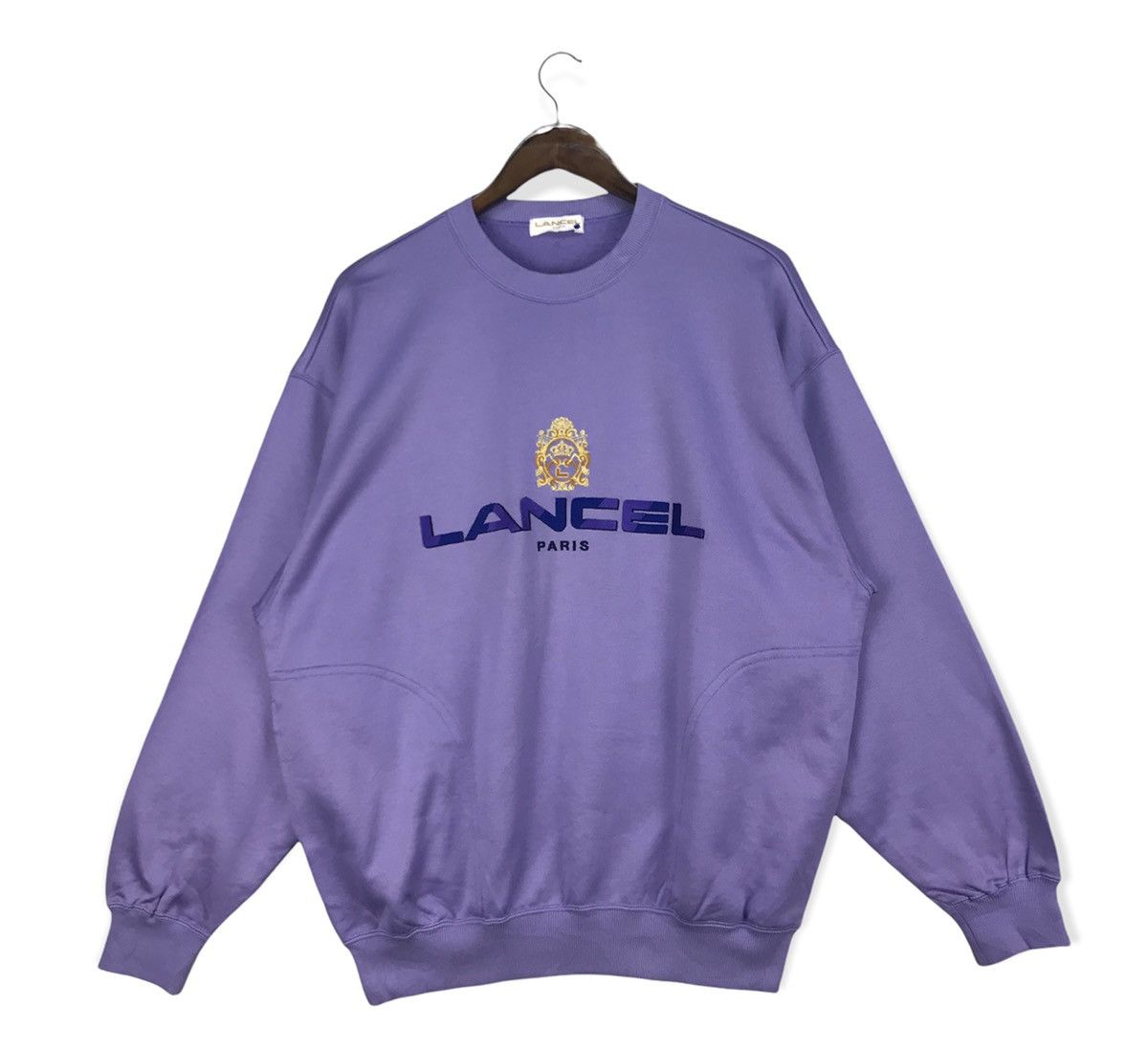 image of Vintage Lancel Paris Sweatshirt in Purple, Men's (Size XL)