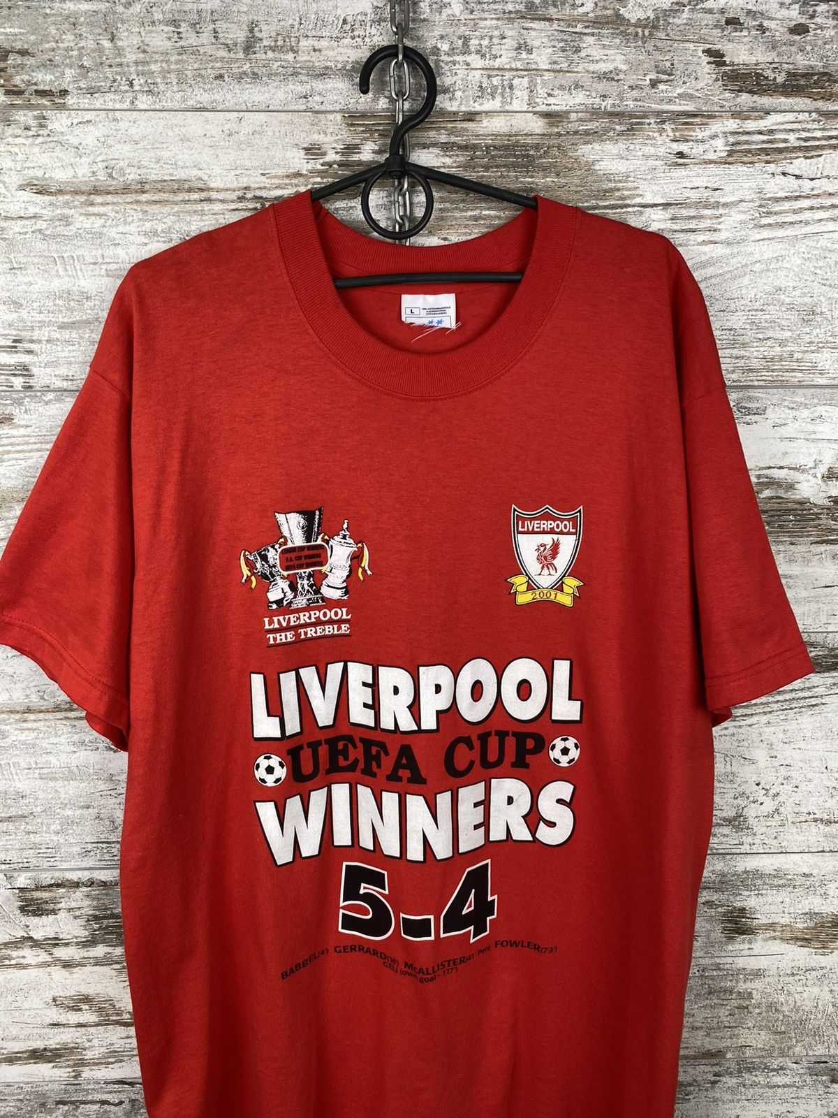 Vintage Mens Vintage FC Liverpool UEFA Cup Winners 2001 T Shirt tee Size US L / EU 52-54 / 3 - 2 Thumbnail