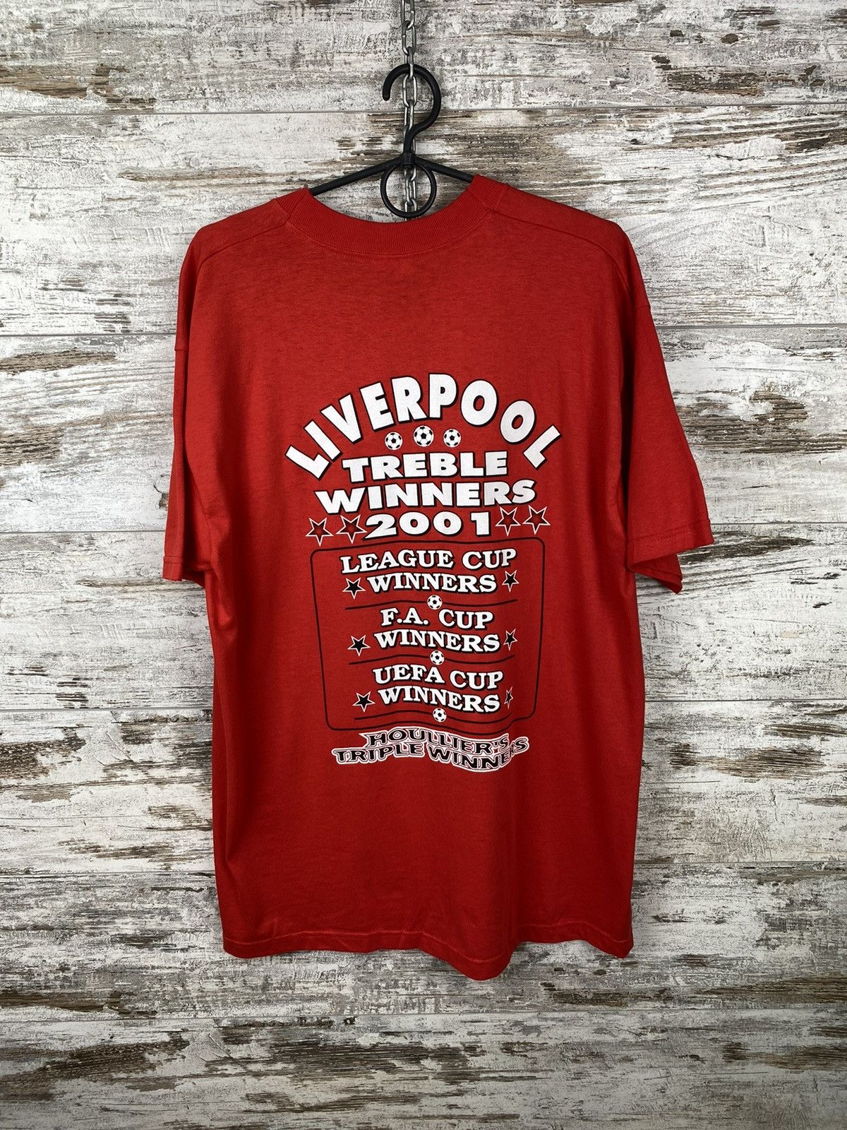 Vintage Mens Vintage FC Liverpool UEFA Cup Winners 2001 T Shirt tee Size US L / EU 52-54 / 3 - 10 Thumbnail
