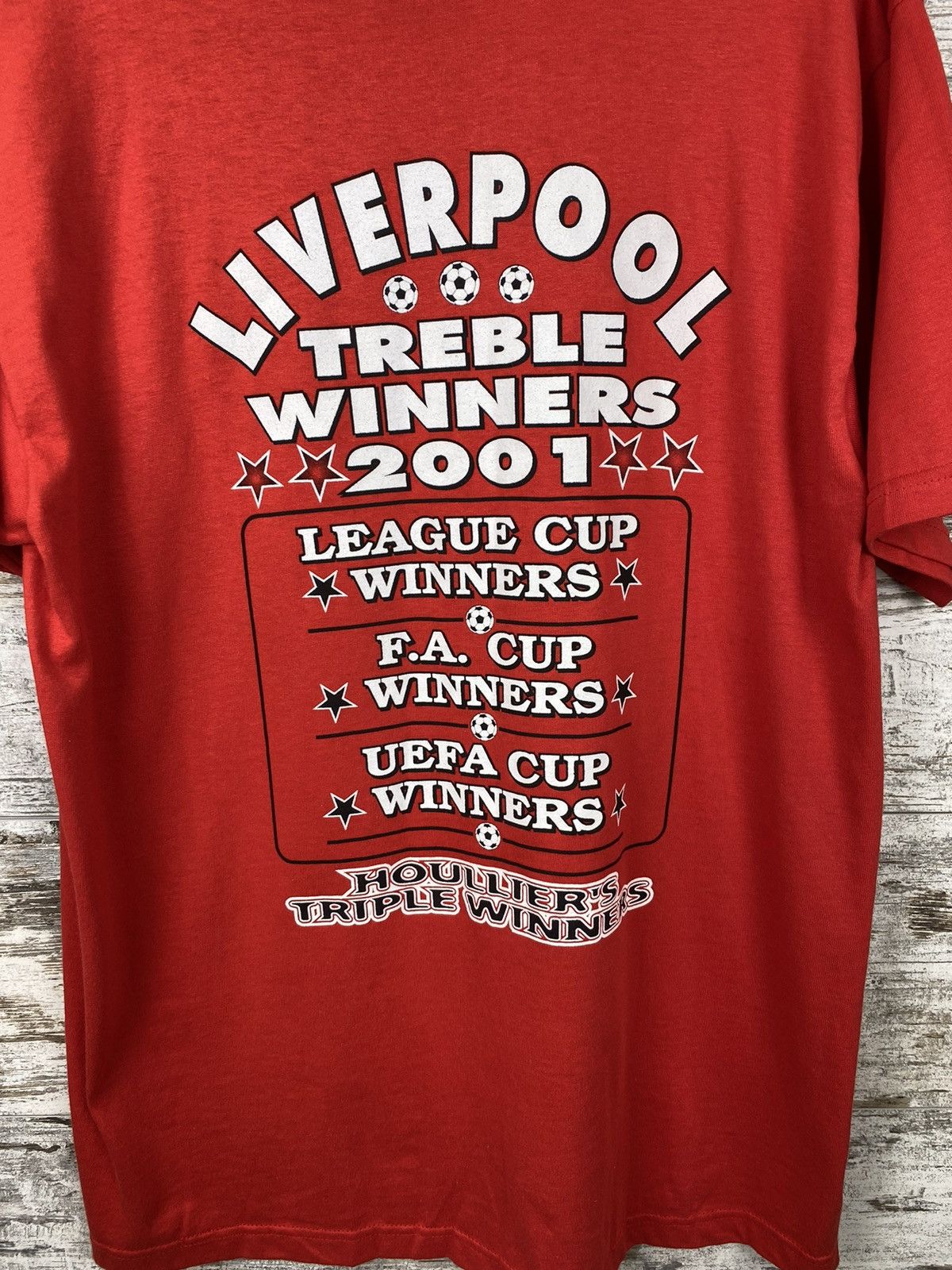 Vintage Mens Vintage FC Liverpool UEFA Cup Winners 2001 T Shirt tee Size US L / EU 52-54 / 3 - 11 Thumbnail