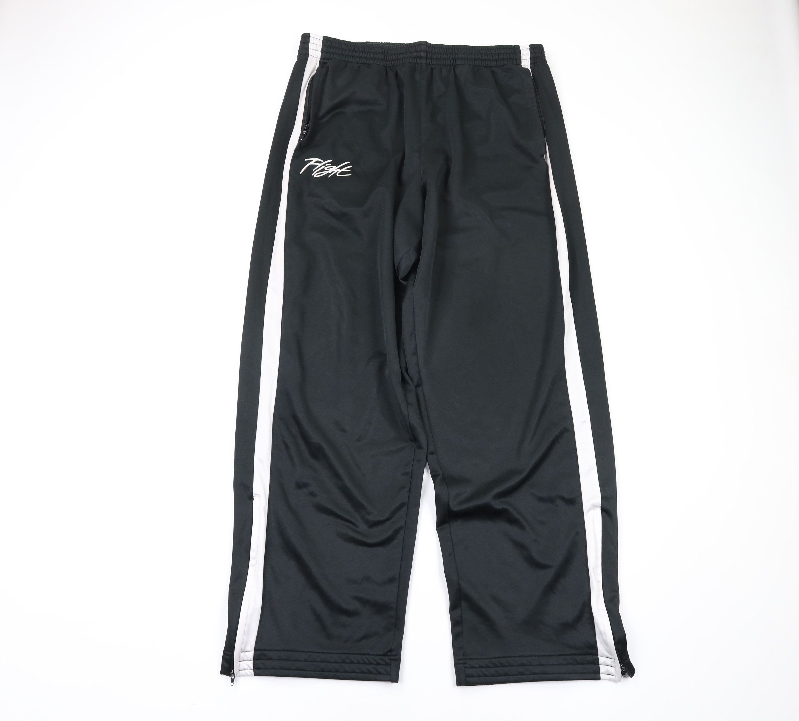 Nike × Vintage Vintage Nike Flight Spell Out Wide Leg Sweatpants Black XL Size 38 - 1 Thumbnail