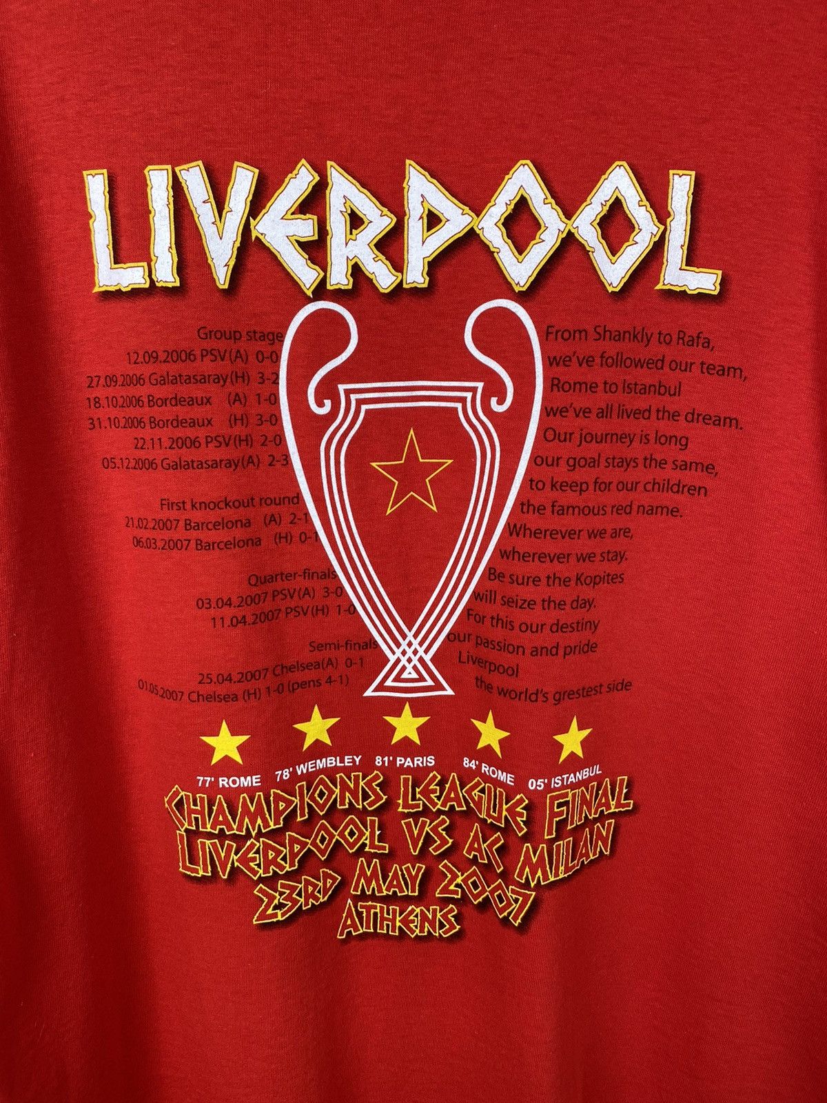 Vintage Mens Vintage FC Liverpool T shirt Road to Athens tee jersey Size US XL / EU 56 / 4 - 10 Thumbnail
