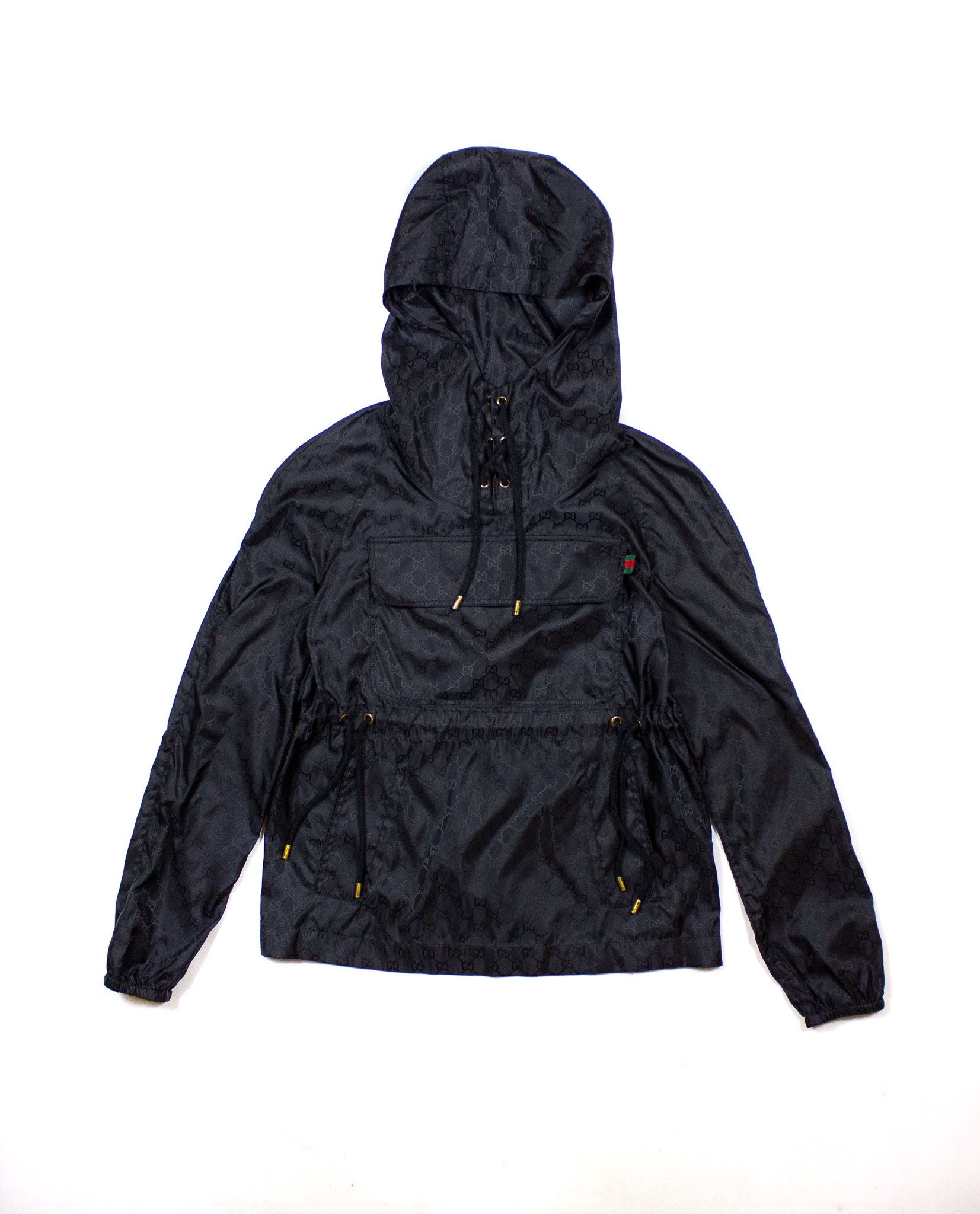 image of Gucci Monogram Anorak Jacket Packable in Black, Women's (Size XS)