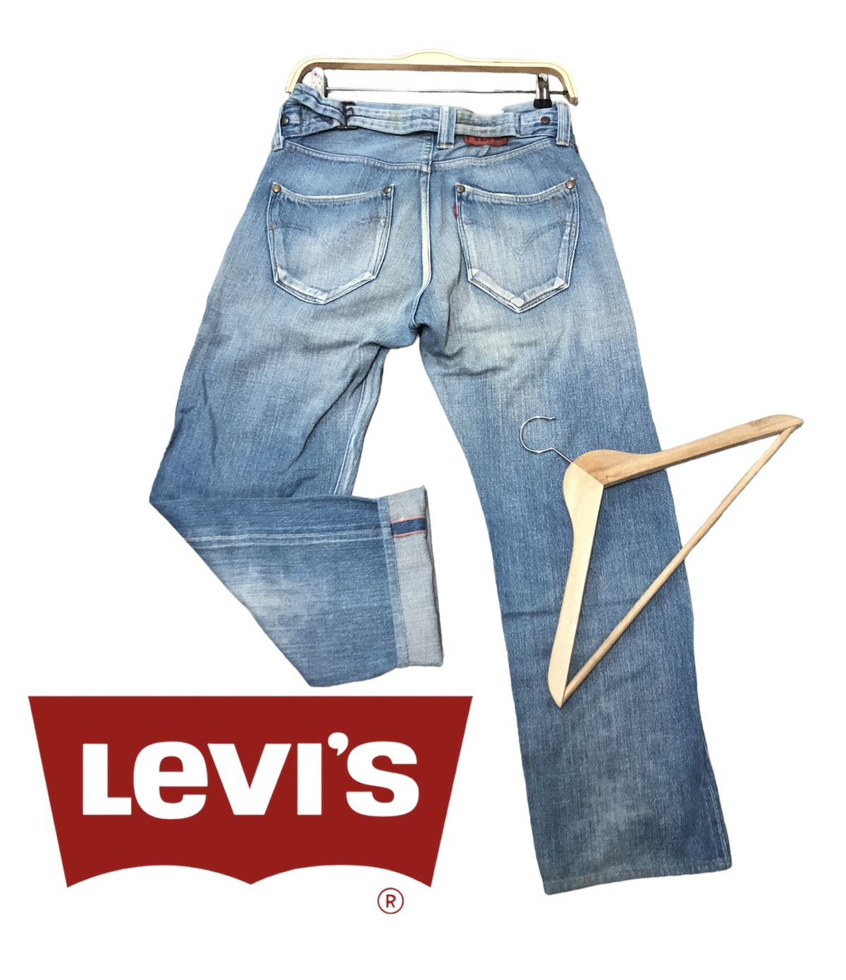 Levi's × Vintage RARE VINTAGE LEVIS RED SELVEDGE ANKLE CUT DISTRESSED DENIM Size US 28 / EU 44 - 2 Thumbnail