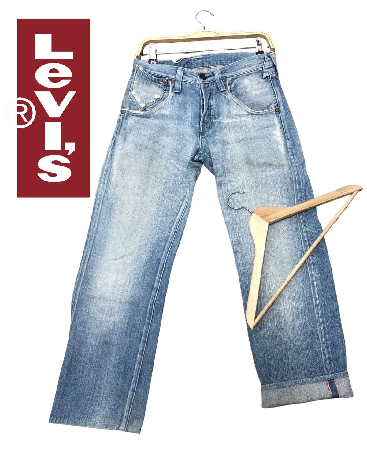Levi's × Vintage RARE VINTAGE LEVIS RED SELVEDGE ANKLE CUT DISTRESSED DENIM Size US 28 / EU 44 - 1 Thumbnail