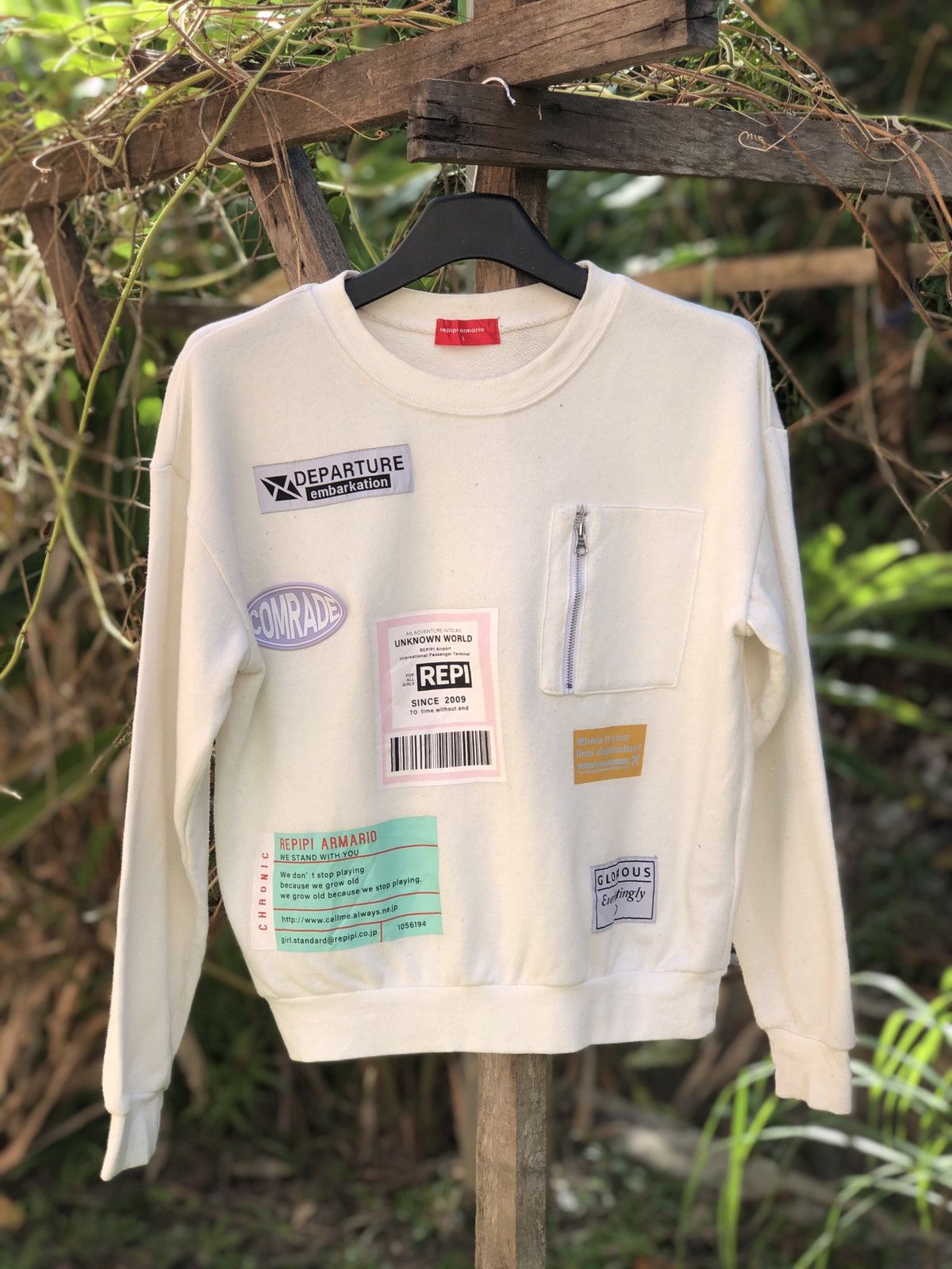 image of Designer Repipi Armario Patches Sweatshirt in White, Men's (Size Small)