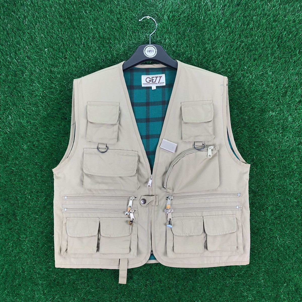 image of Chaos Fishing Club x Tracey Vest Vintage Vest Multi Pocket Original Fishing Wear By Gett in Nude (S