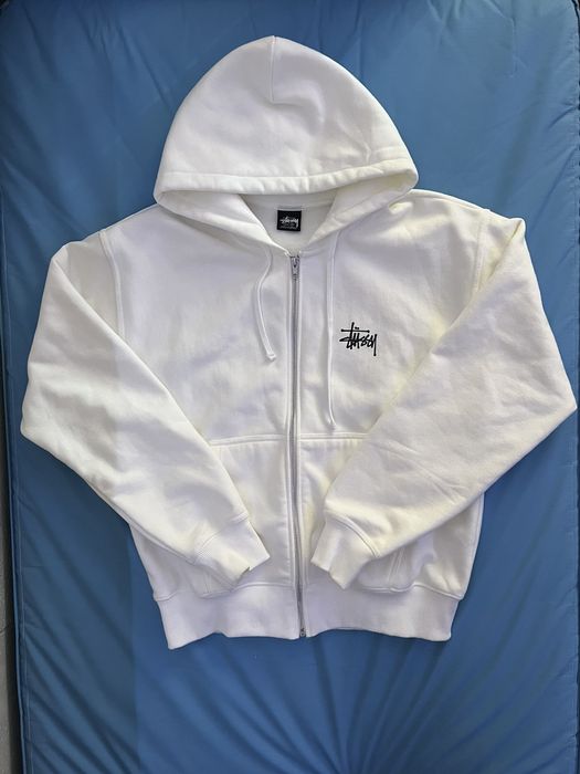 Stussy Basic Stussy Zip Hoodie White Grailed