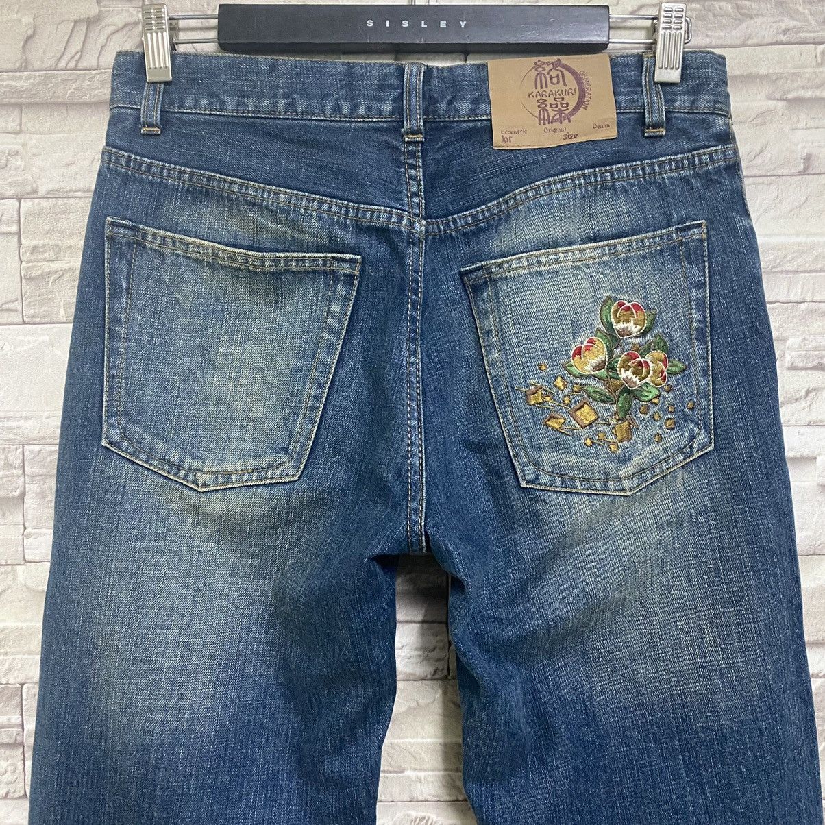 Karakuri Tamashii Karakuri Generation Denim Embroidery Japan Motive Jeans Size US 31 - 12 Thumbnail