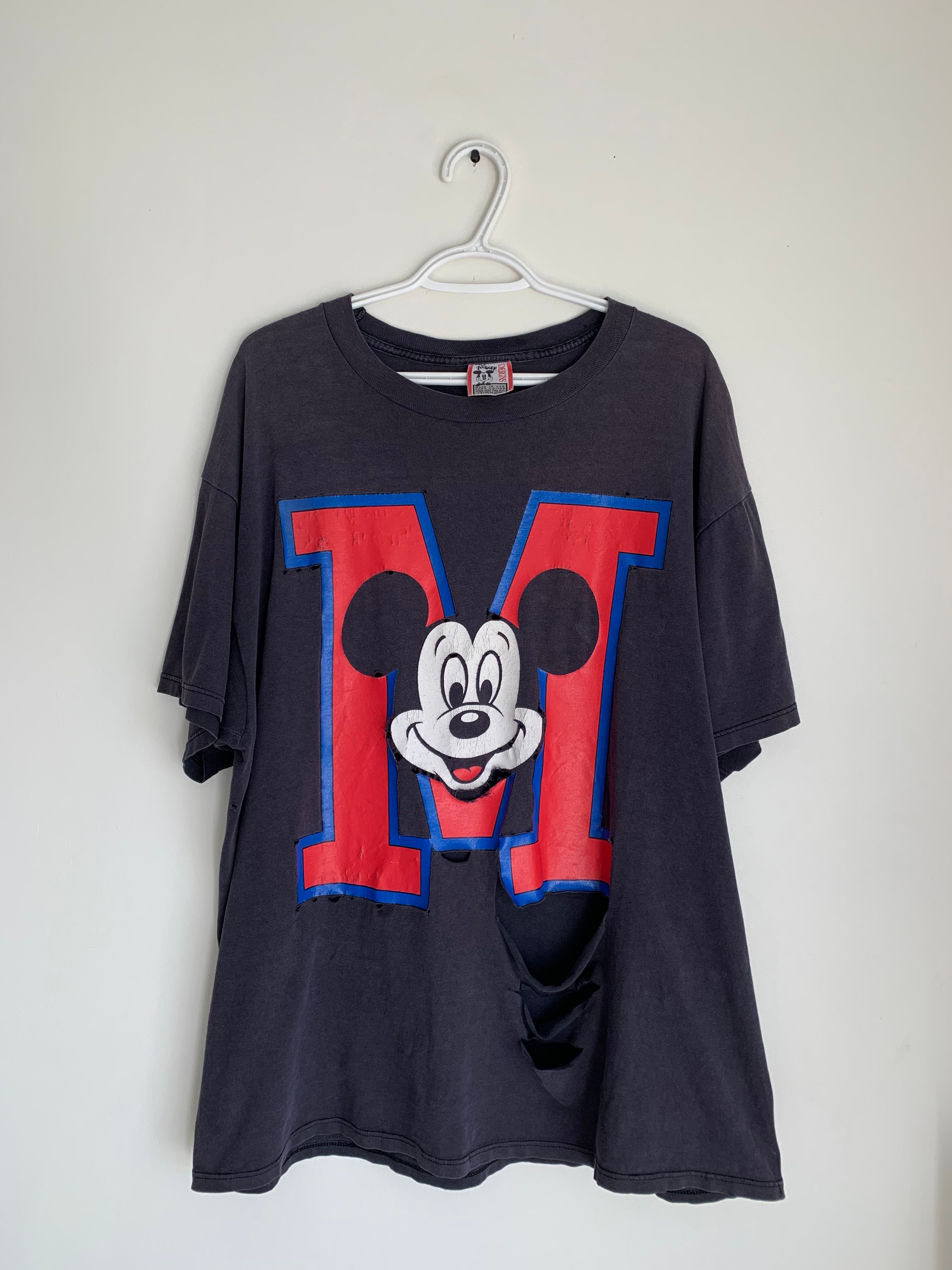 Pre-owned Disney X Mickey Mouse 90's Vtg Distressed Mickey Mouse Disney T-shirt In Black