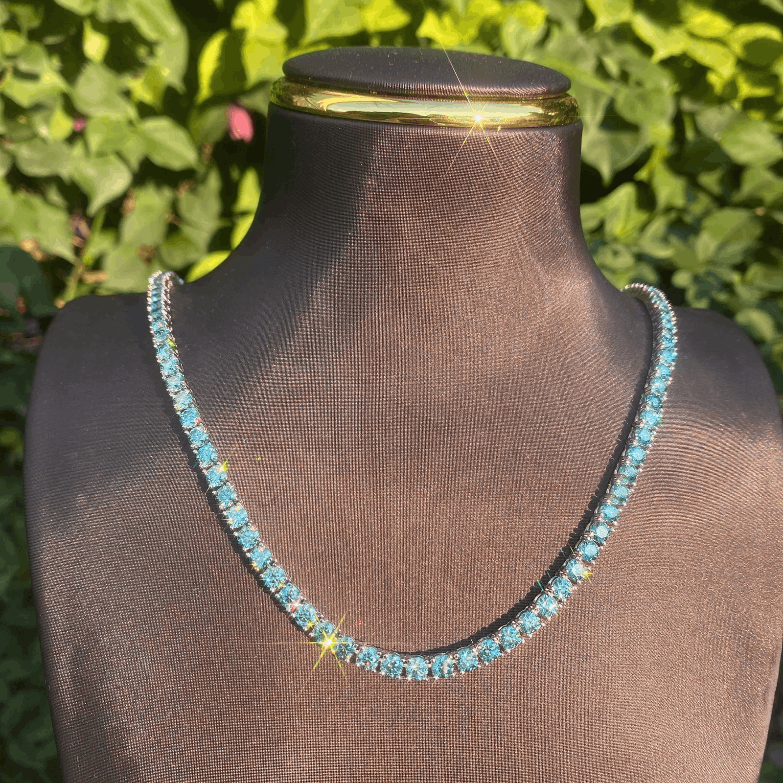 Other VVS Blue Green Moissanite Diamond Tennis Chain 2-6mm 925S Size ONE SIZE - 3 Thumbnail