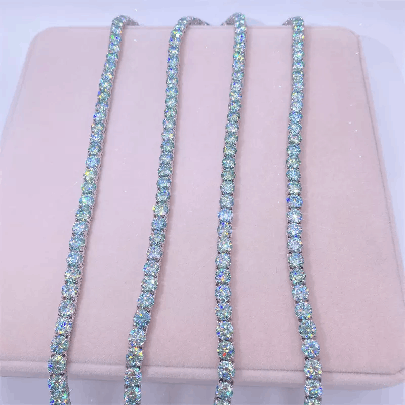 Other VVS Blue Green Moissanite Diamond Tennis Chain 2-6mm 925S Size ONE SIZE - 5 Thumbnail
