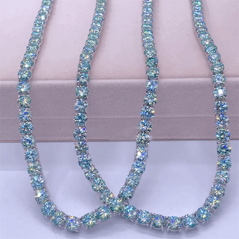 Other VVS Blue Green Moissanite Diamond Tennis Chain 2-6mm 925S Size ONE SIZE - 4 Thumbnail