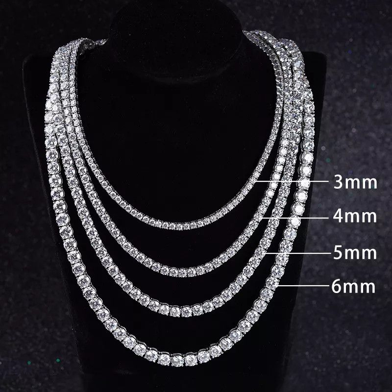 Other VVS Blue Green Moissanite Diamond Tennis Chain 2-6mm 925S Size ONE SIZE - 14 Thumbnail